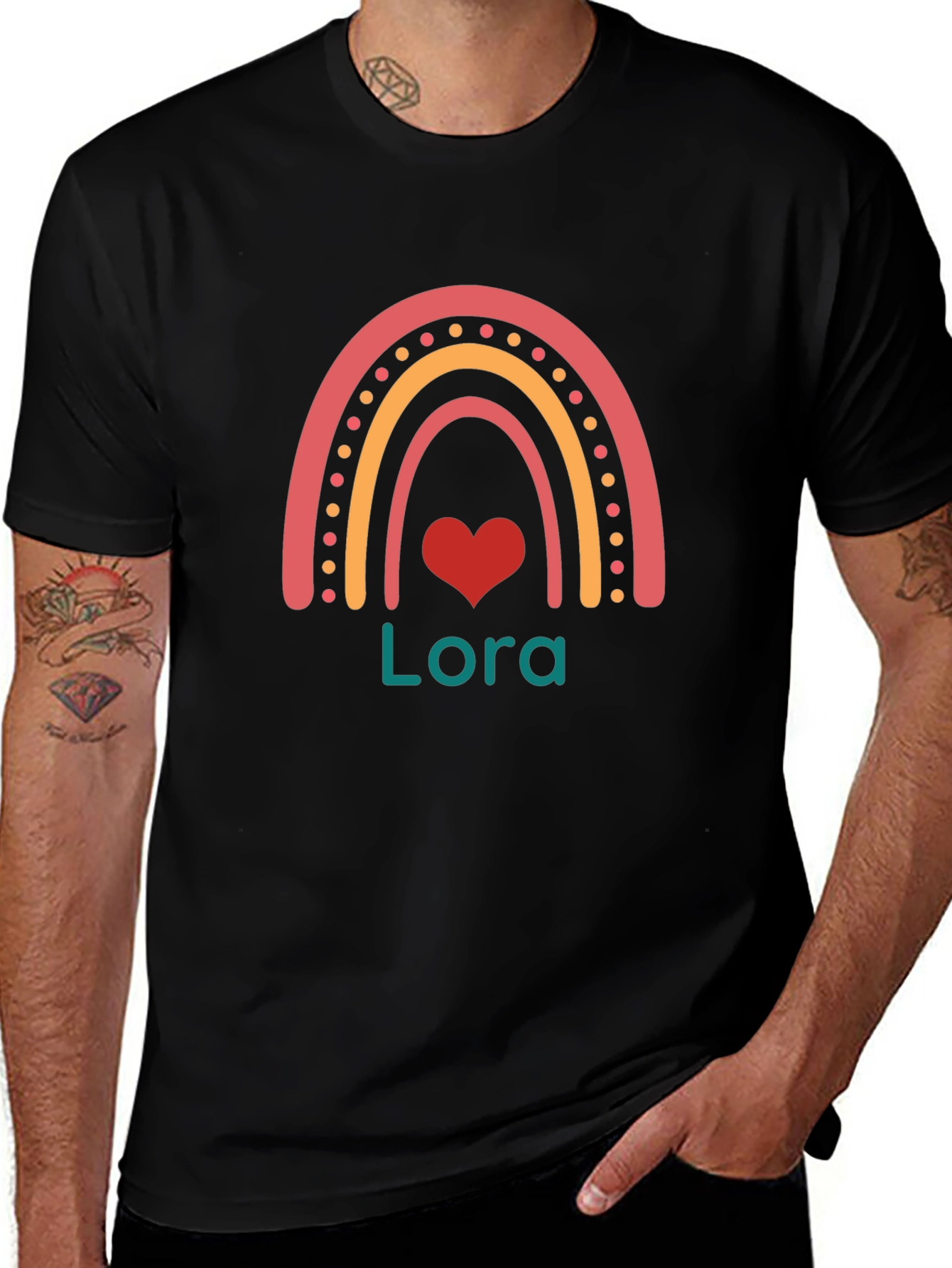 Personalized Rainbow Heart T-Shirt - Lora