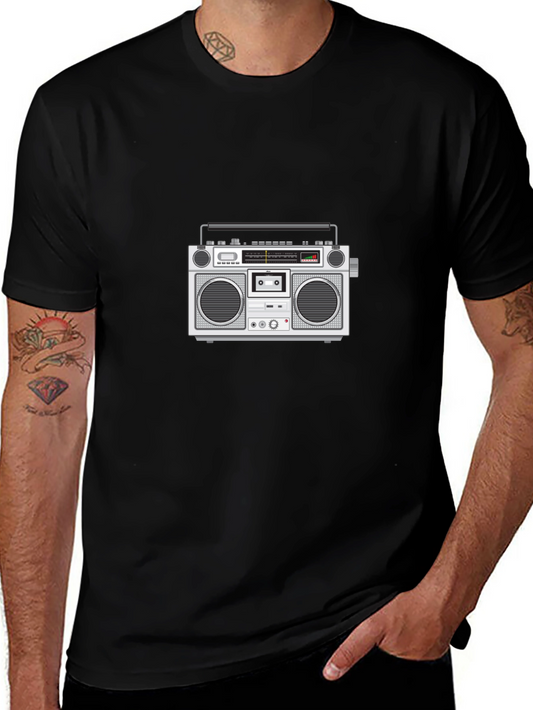 Retro Boombox Graphic Tee - Black