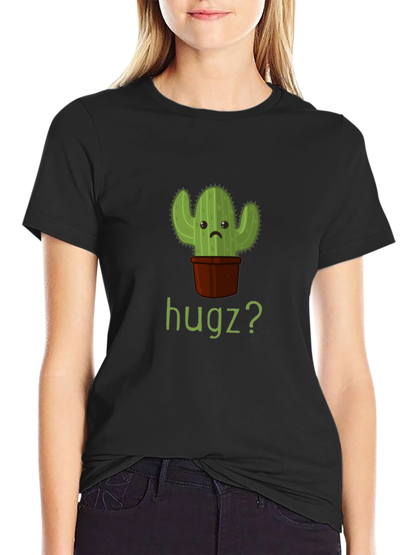 Cactus Hugz? Mens Graphic T-Shirt - Black