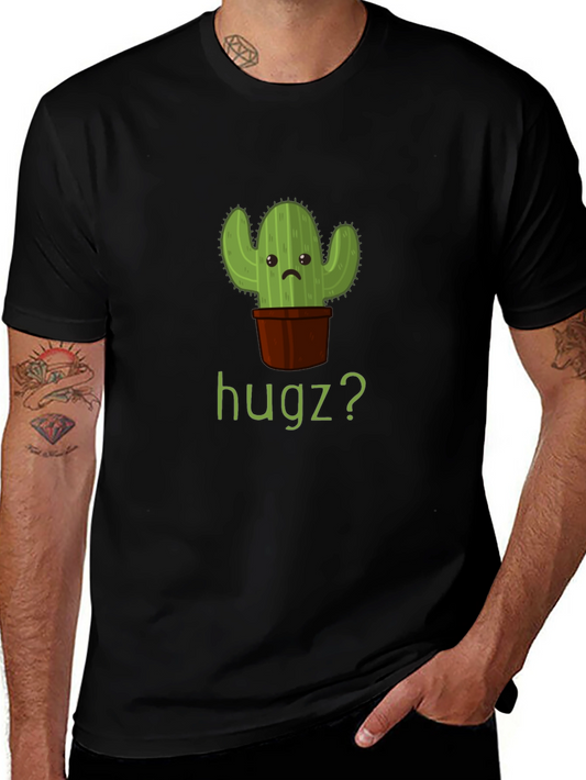 Cactus Hugz? Mens Graphic T-Shirt - Black