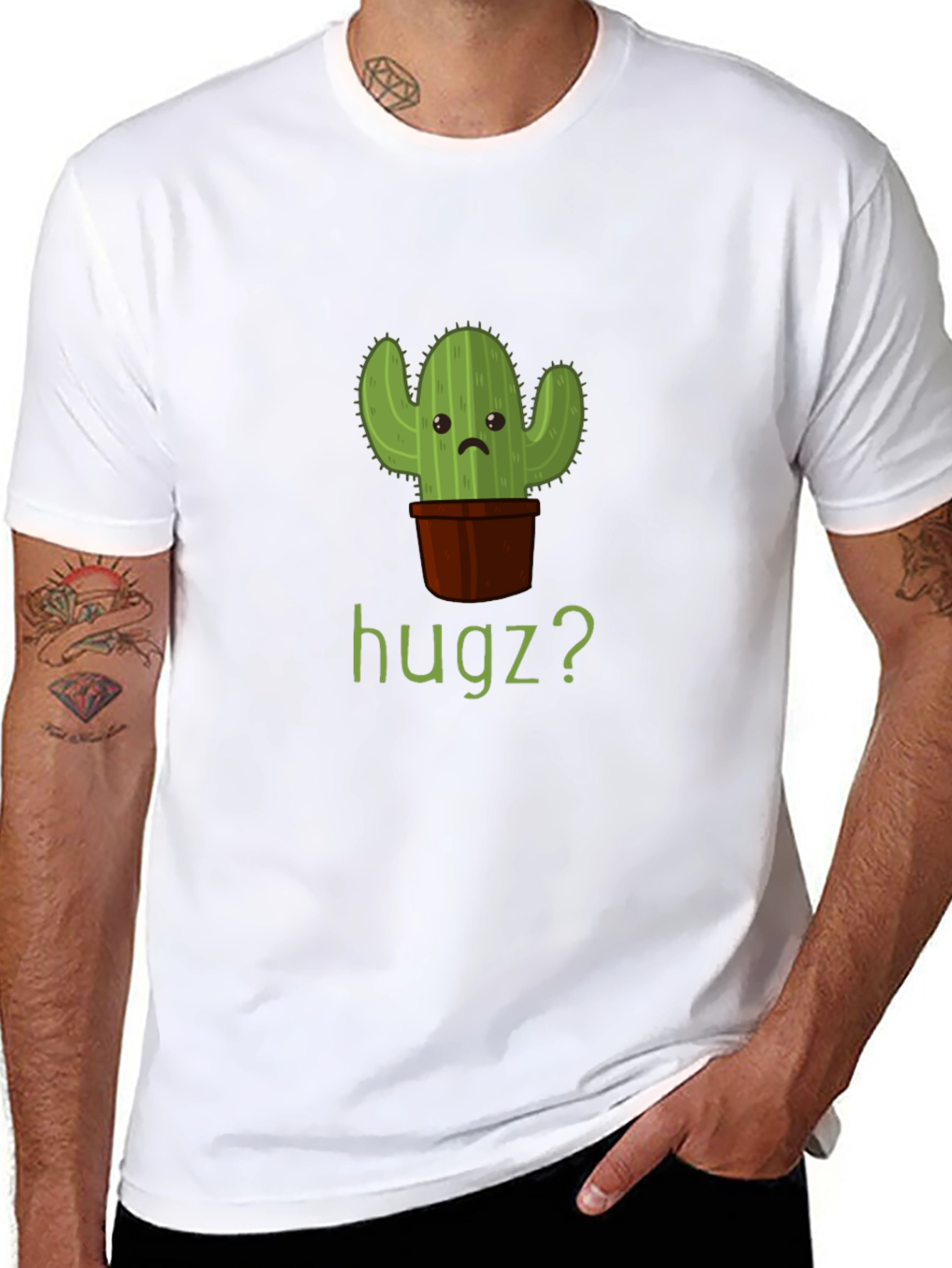 Cactus Hugz? Mens Graphic T-Shirt - Black