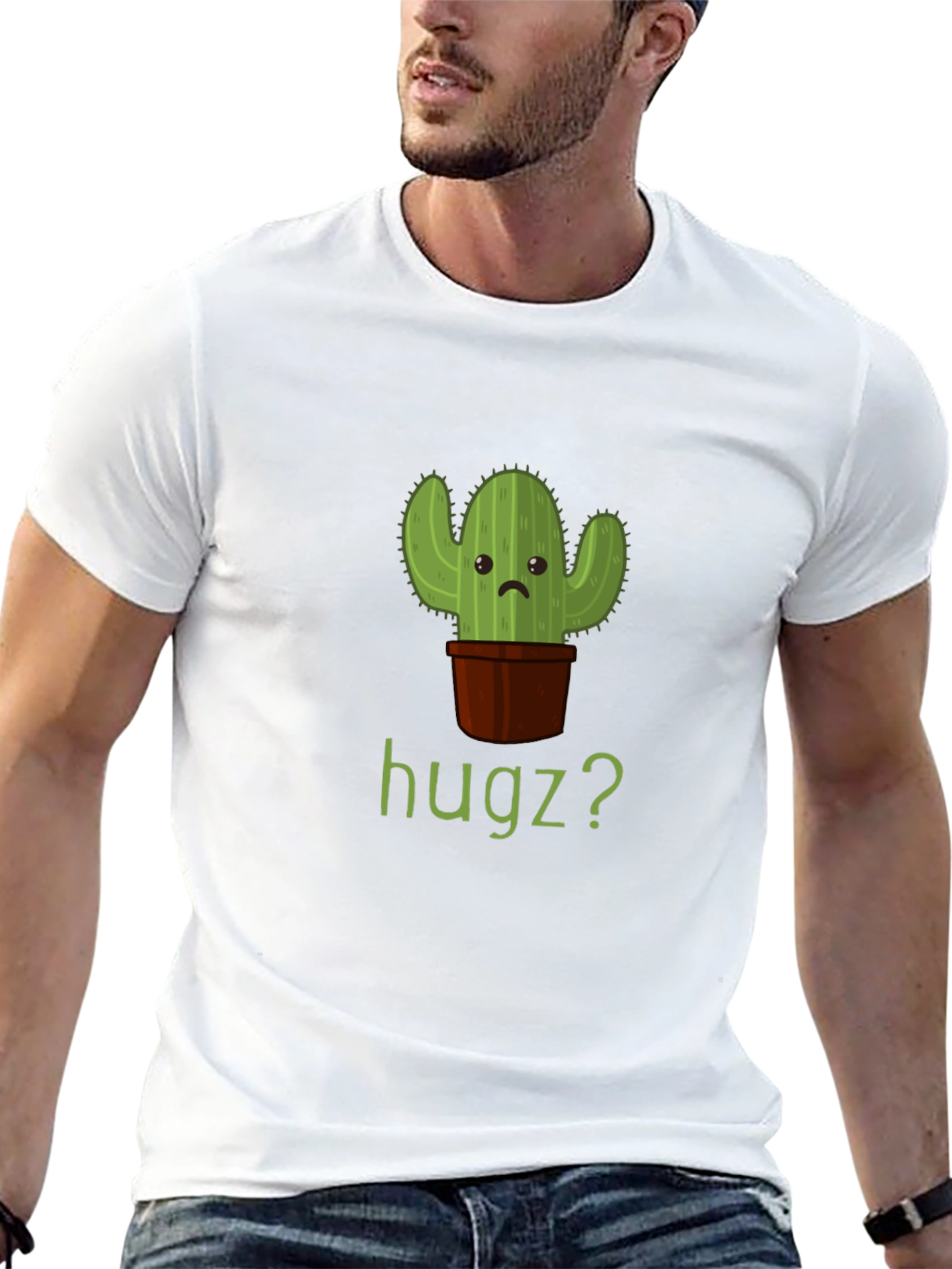 Cactus Hugz? Mens Graphic T-Shirt - Black
