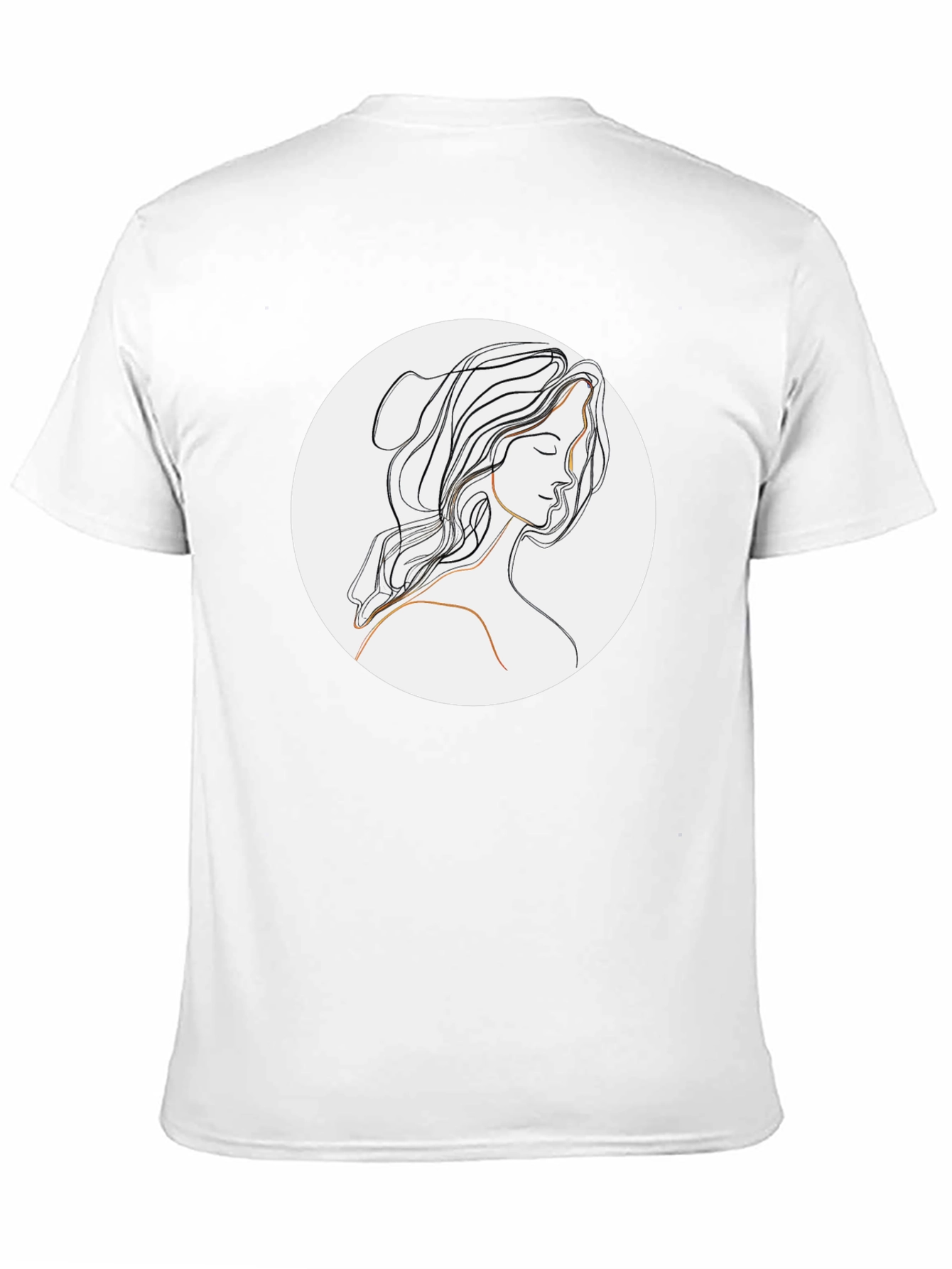 Minimalist Line Art Woman Black T-Shirt