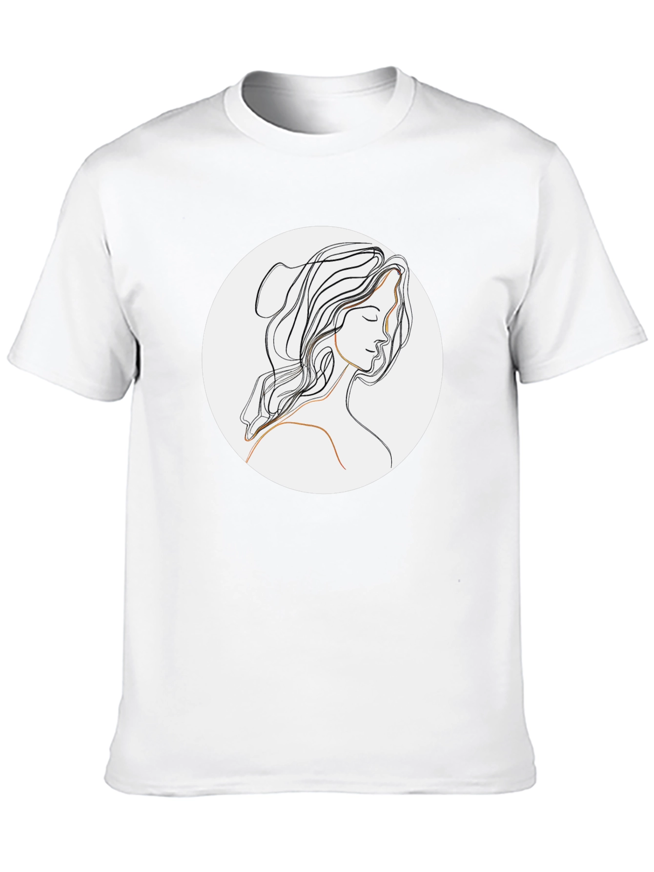 Minimalist Line Art Woman Black T-Shirt