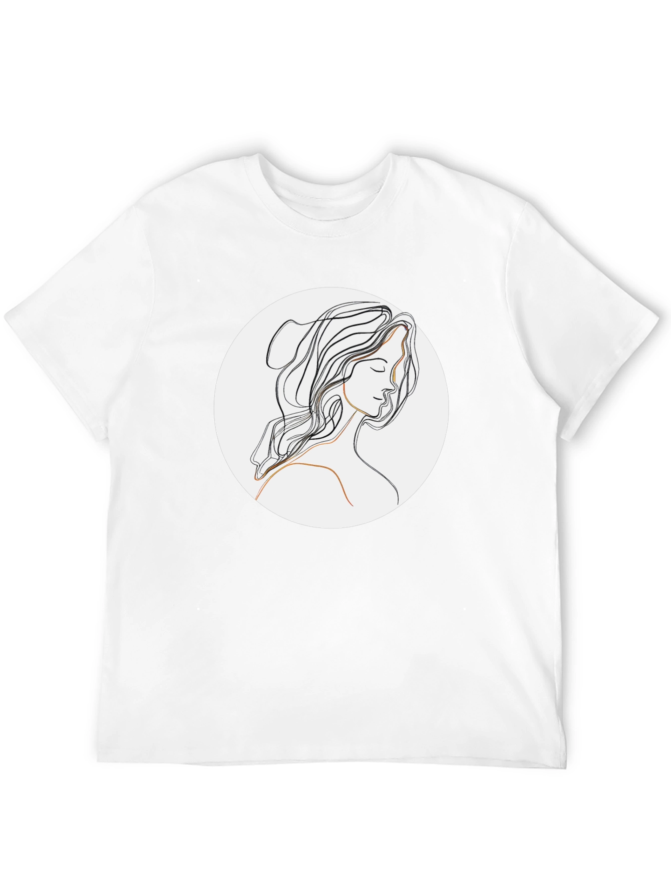 Minimalist Line Art Woman Black T-Shirt