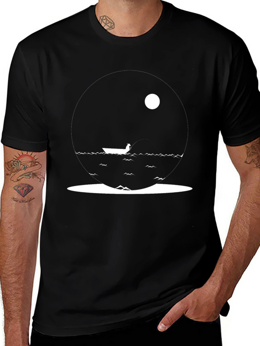Minimalist Fishing Boat Graphic Tee