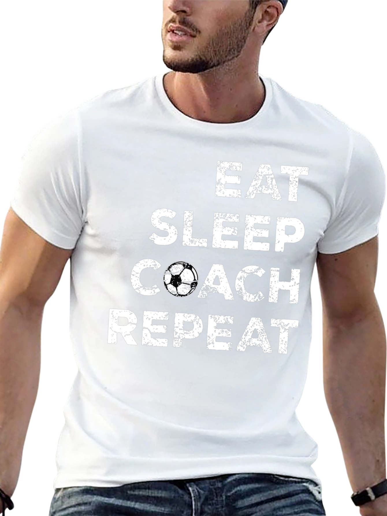 Eat Sleep Coach Repeat Soccer T-Shirt