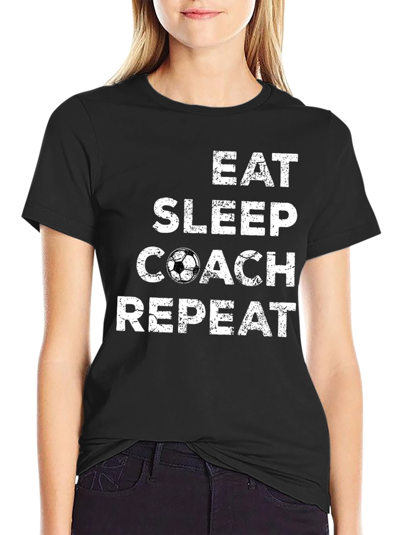 Eat Sleep Coach Repeat Soccer T-Shirt