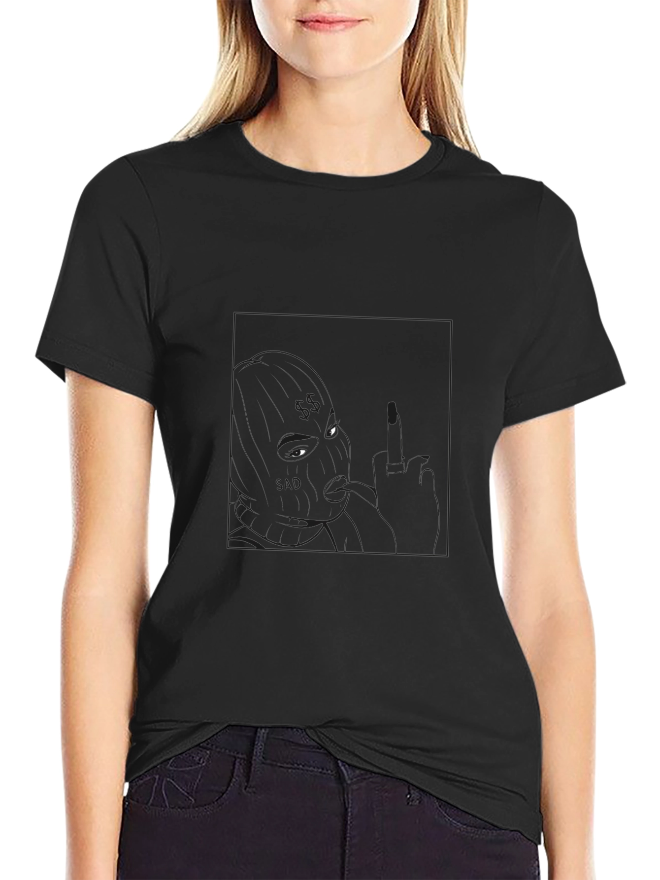 Mens Black Graphic Print Short Sleeve T-Shirt