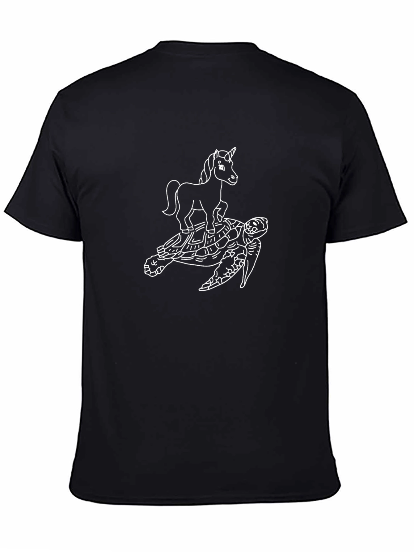 Unicorn Riding Turtle Black T-Shirt