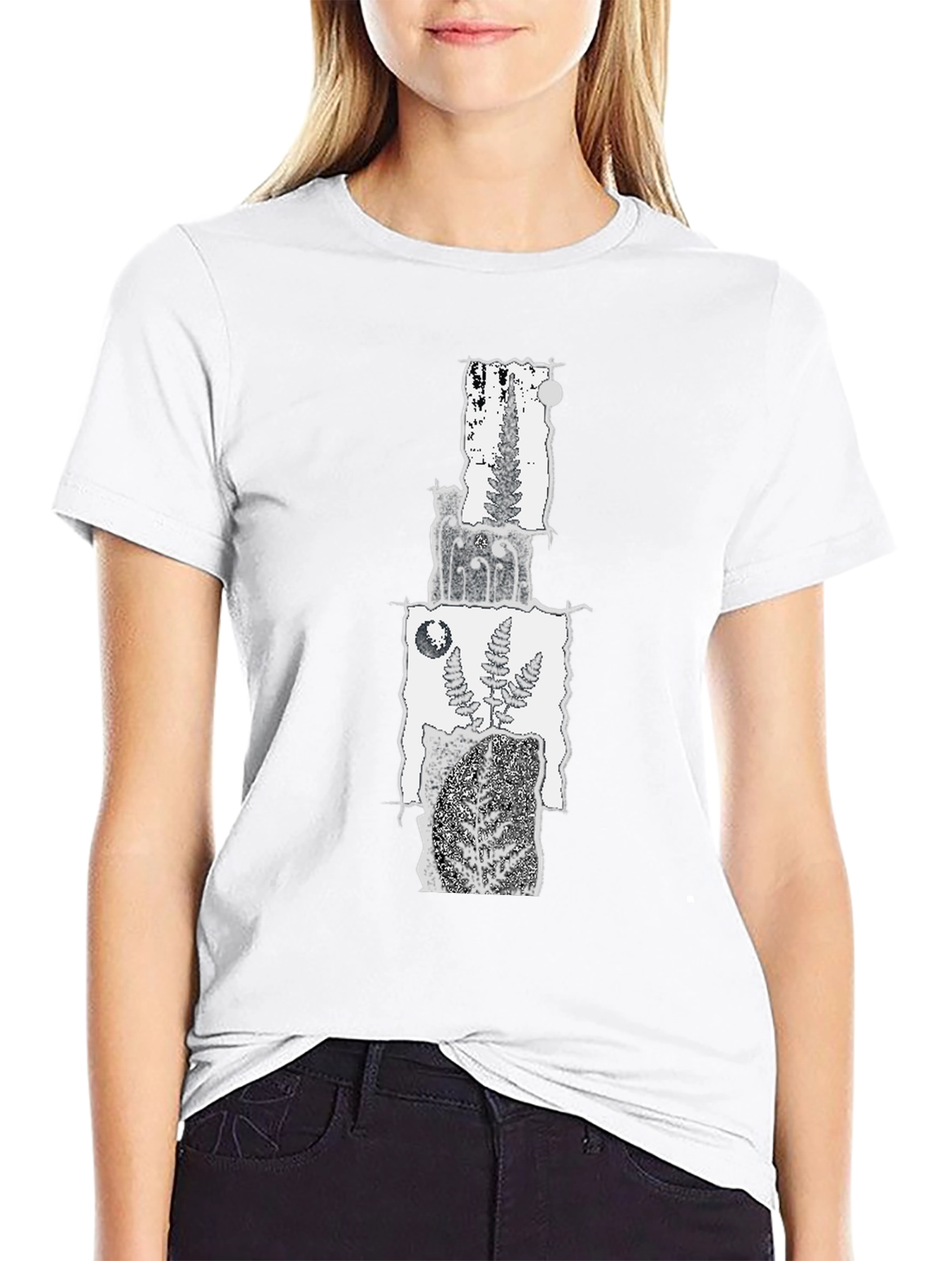 Nature Fern Graphic Black T-Shirt