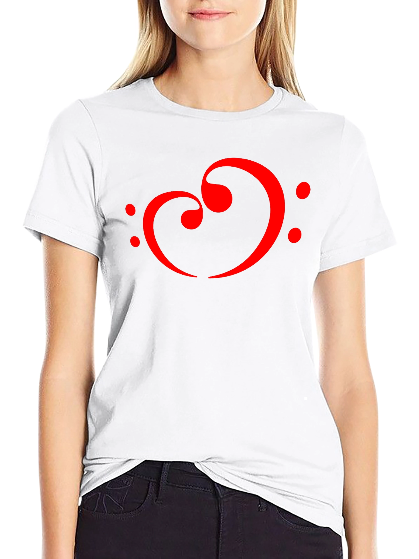 Musical Heart T-Shirt - Bass Clef Love Design