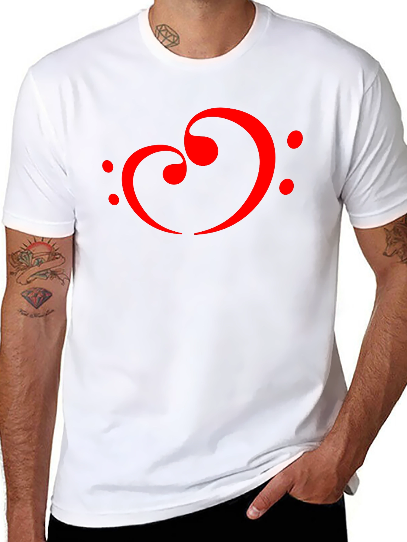 Musical Heart T-Shirt - Bass Clef Love Design