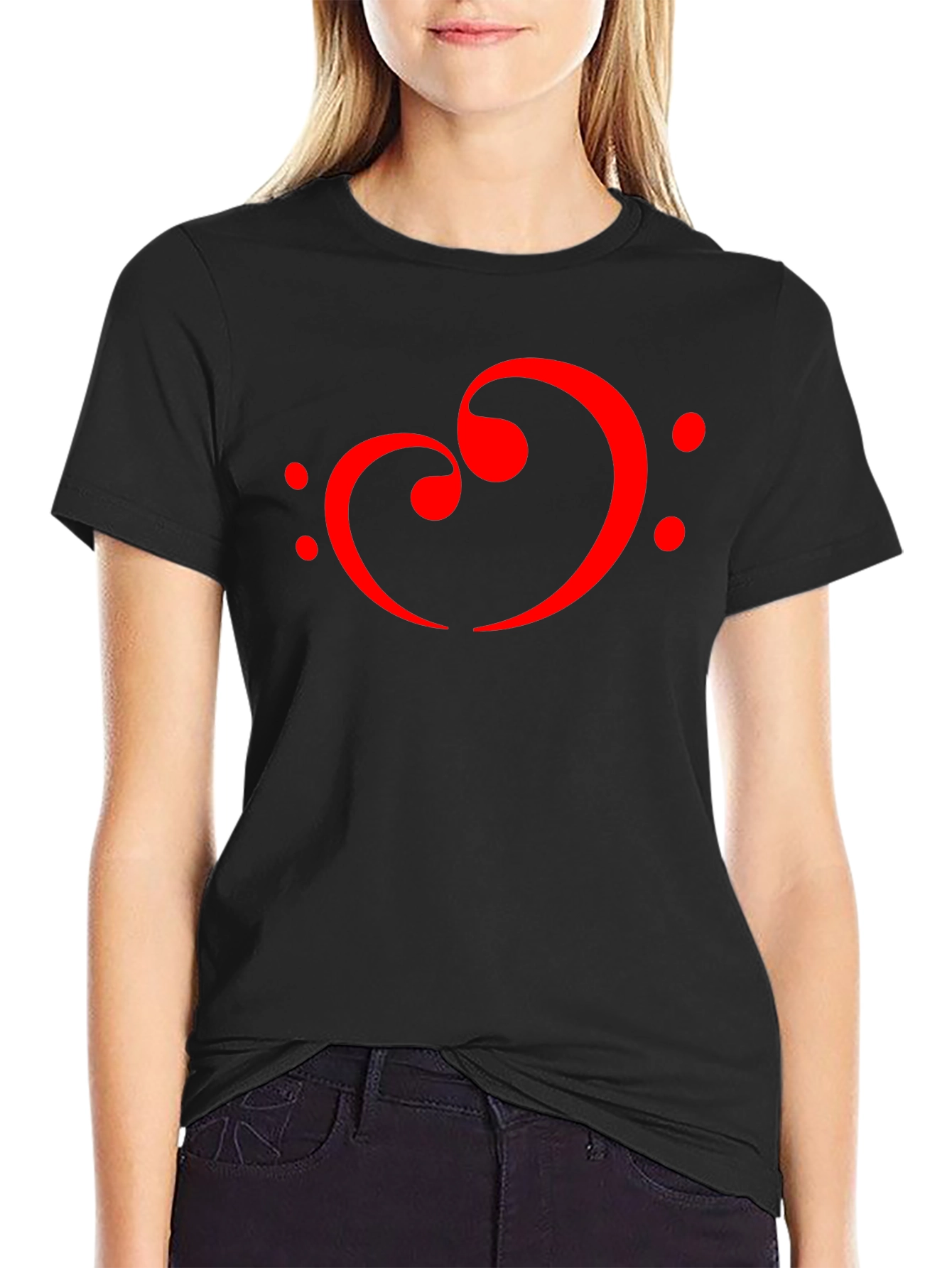 Musical Heart T-Shirt - Bass Clef Love Design