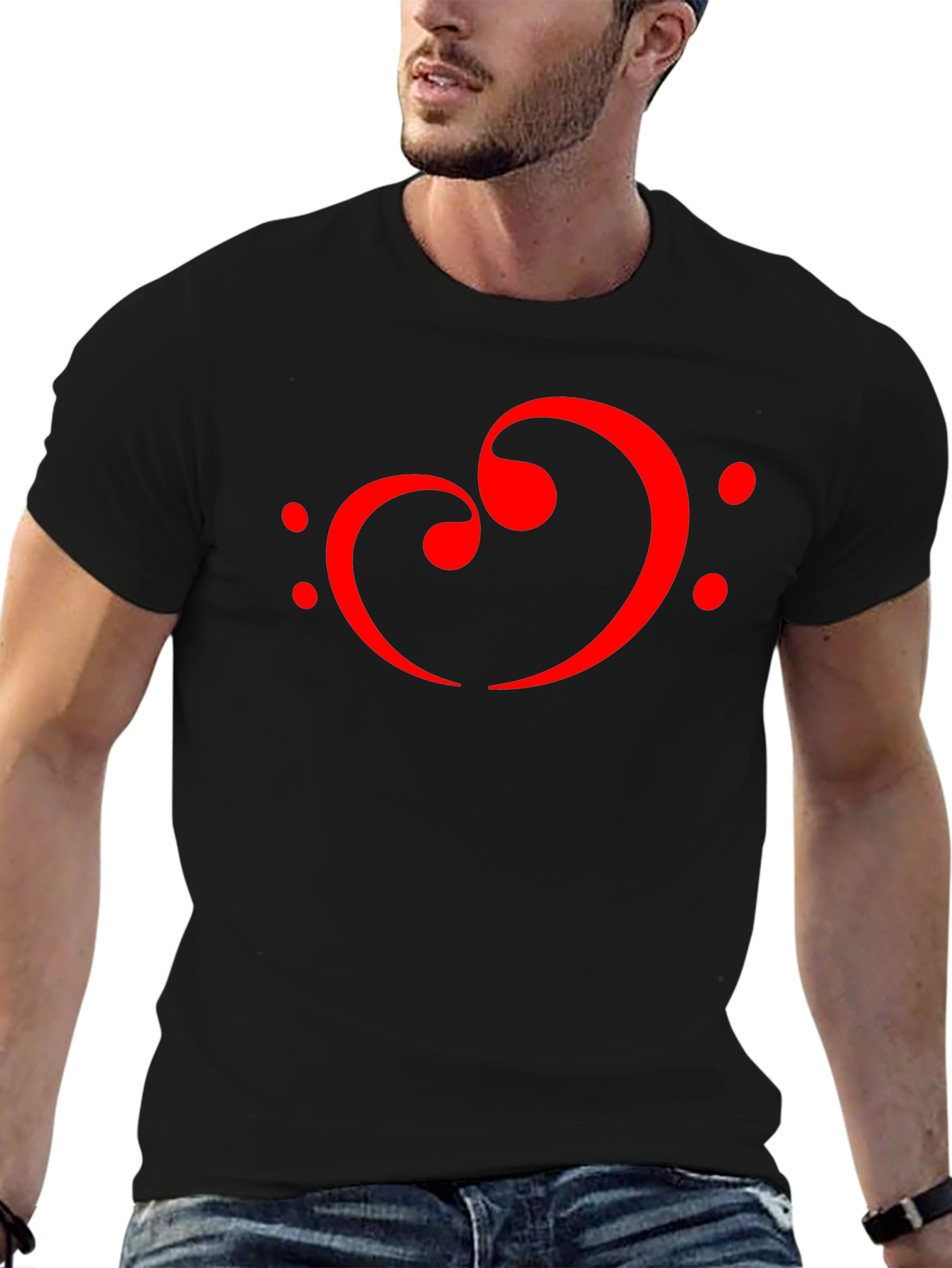 Musical Heart T-Shirt - Bass Clef Love Design