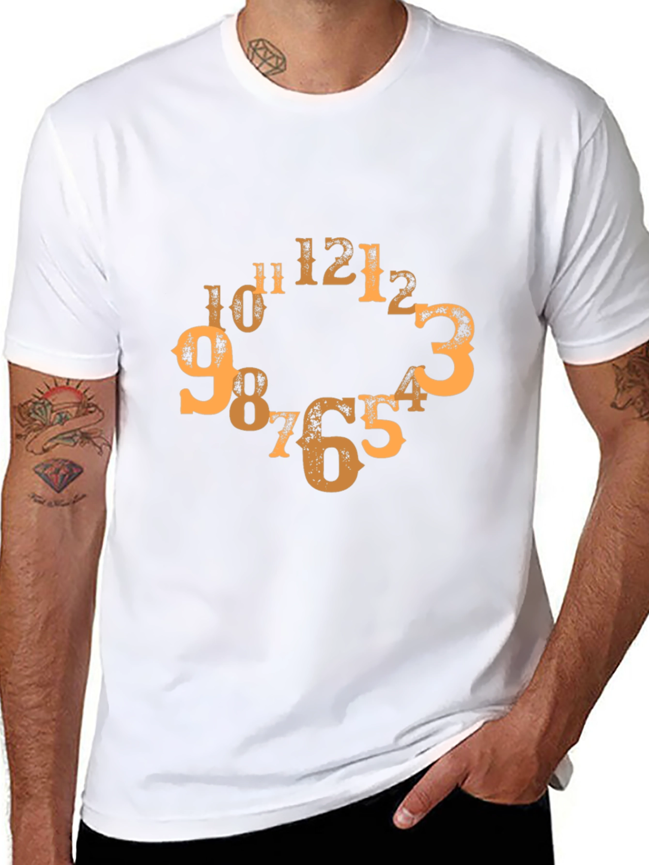 Abstract Clock Number T-Shirt - Unique Design