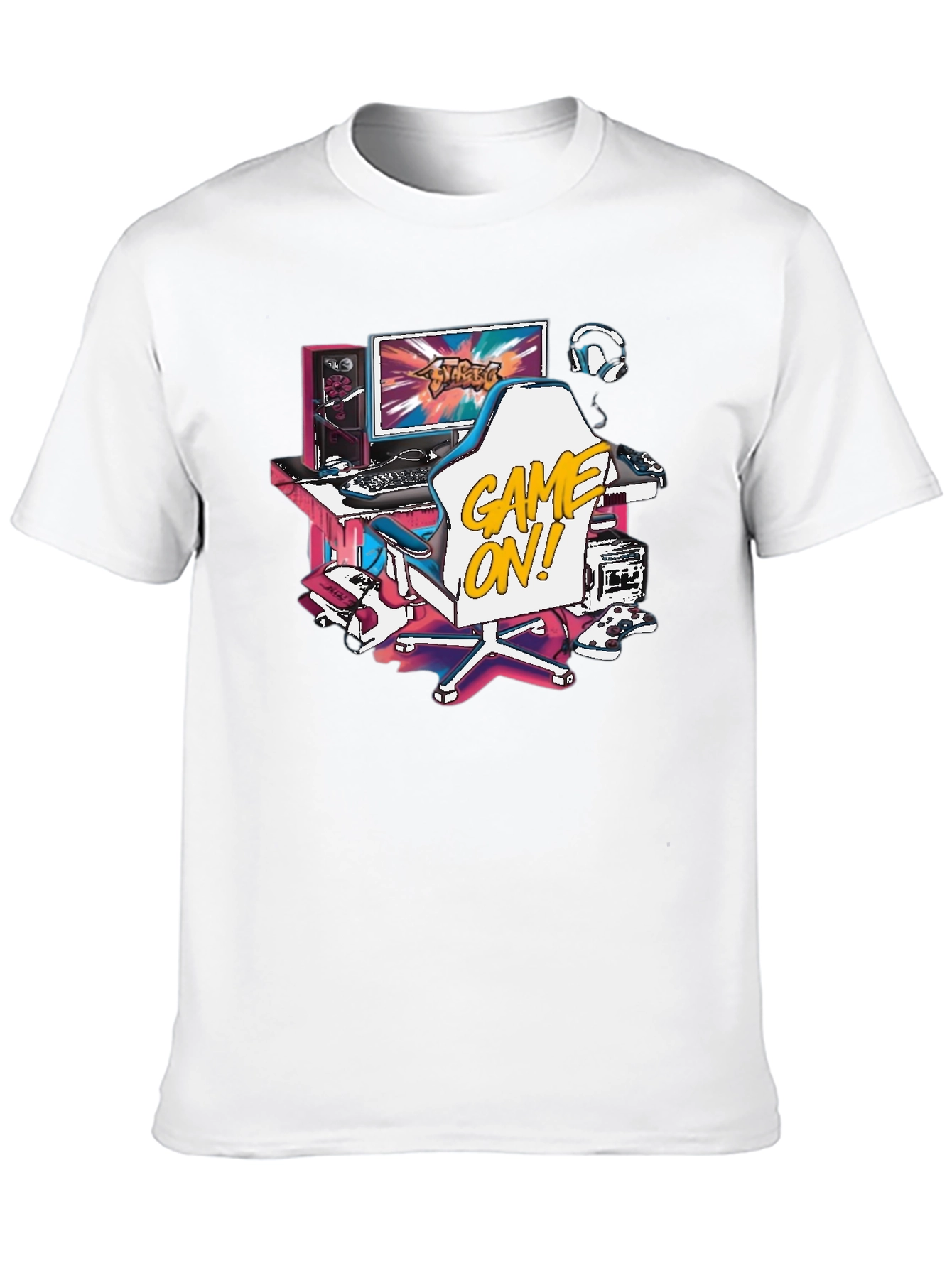 Game On! Graphic Tee - Black Cotton T-Shirt