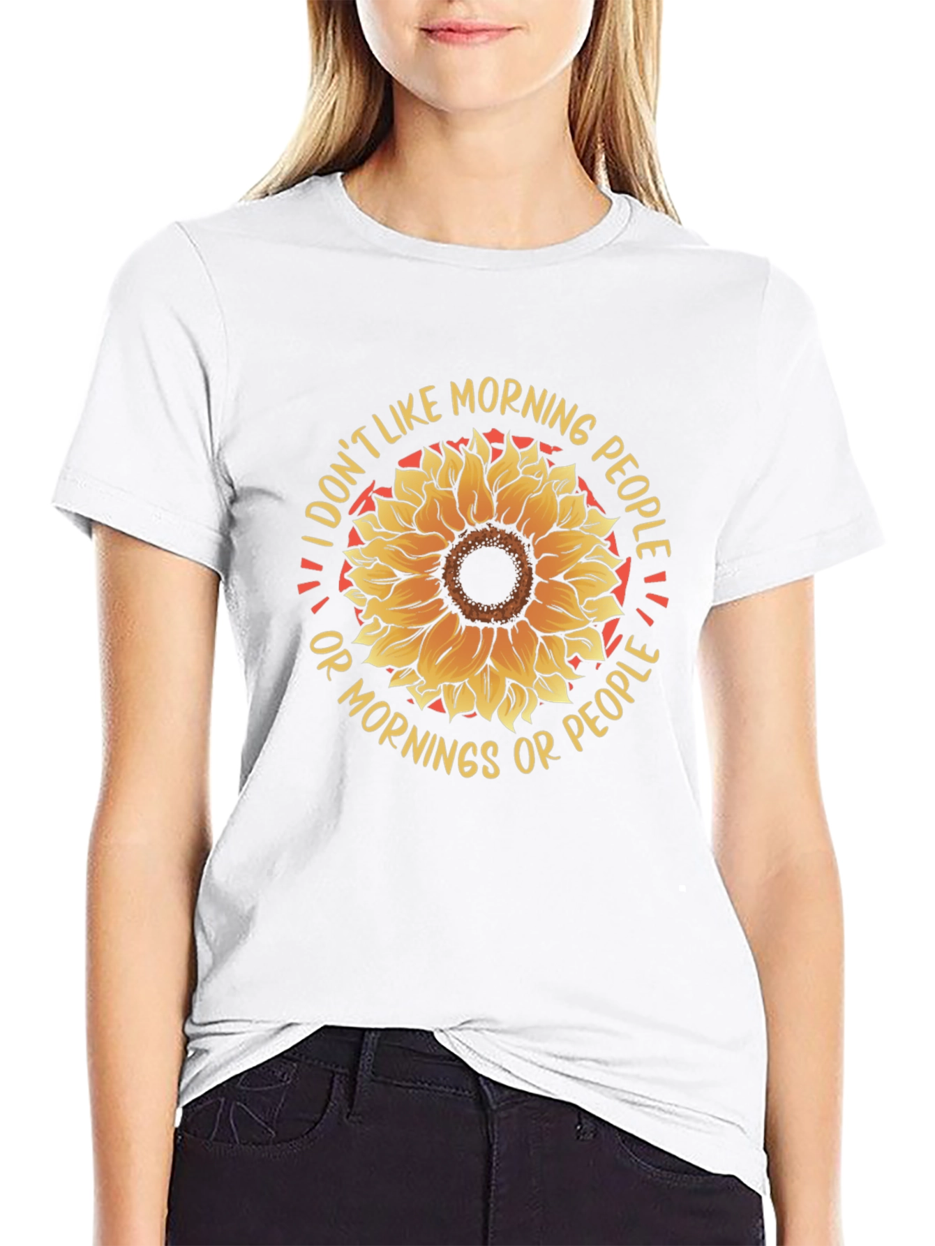 I Dont Like Morning People Sunflower Graphic Tee