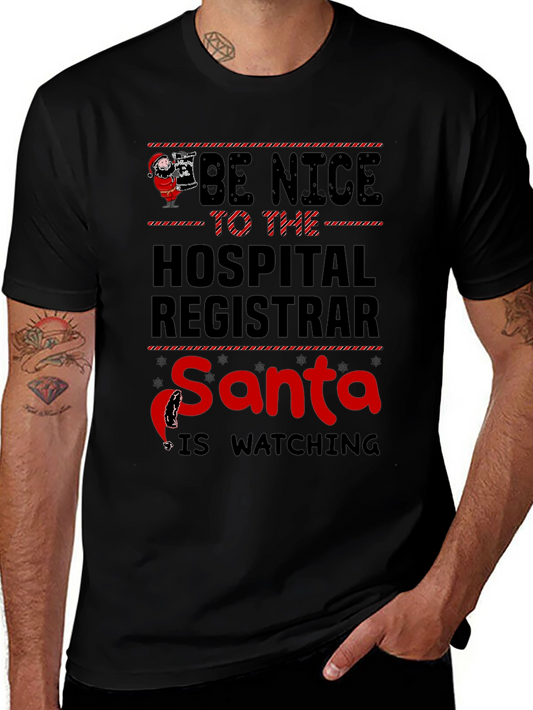 Hospital Registrar Santa Watching Graphic Tee