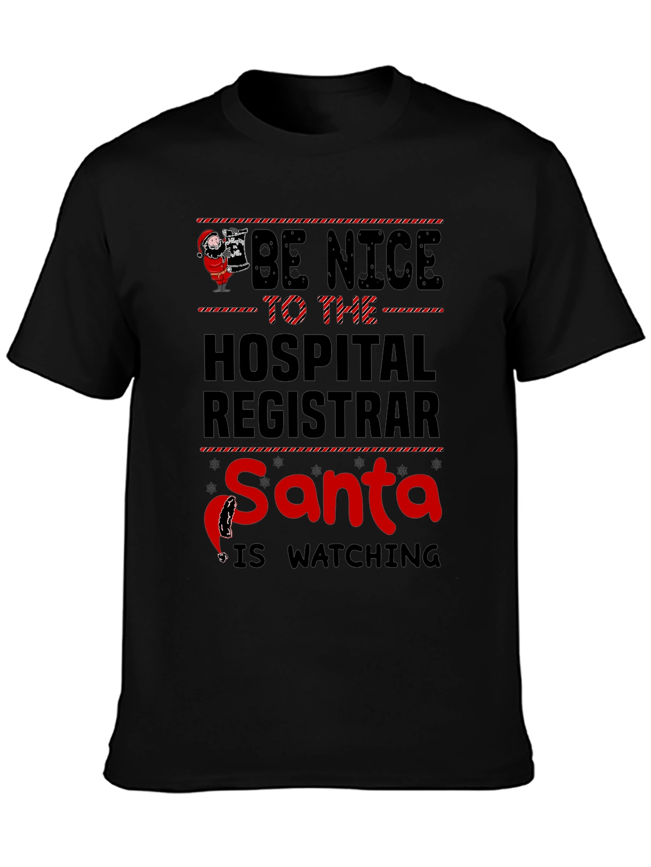 Hospital Registrar Santa Watching Graphic Tee