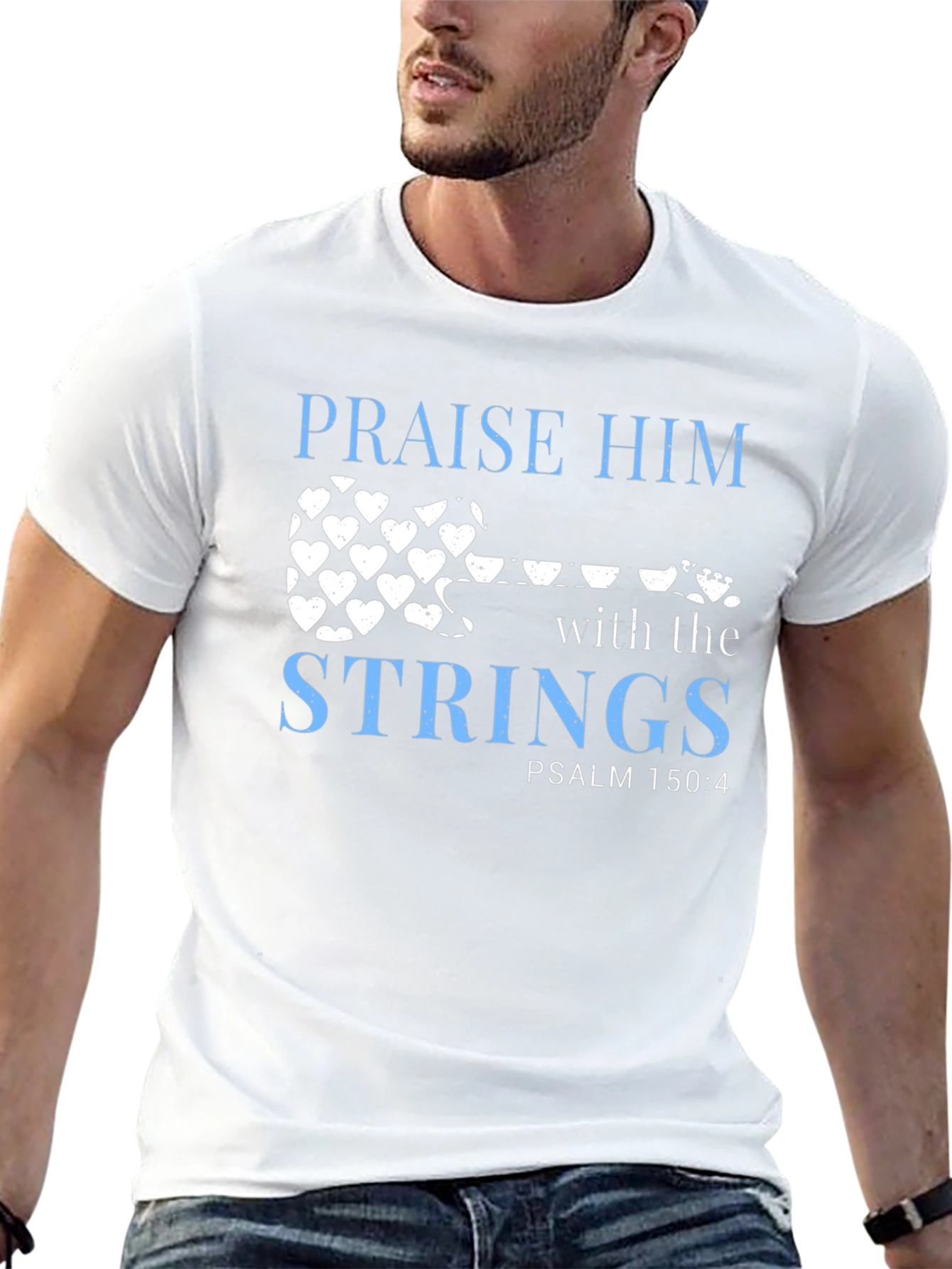 Praise Him with Strings Black Christian T-Shirt
