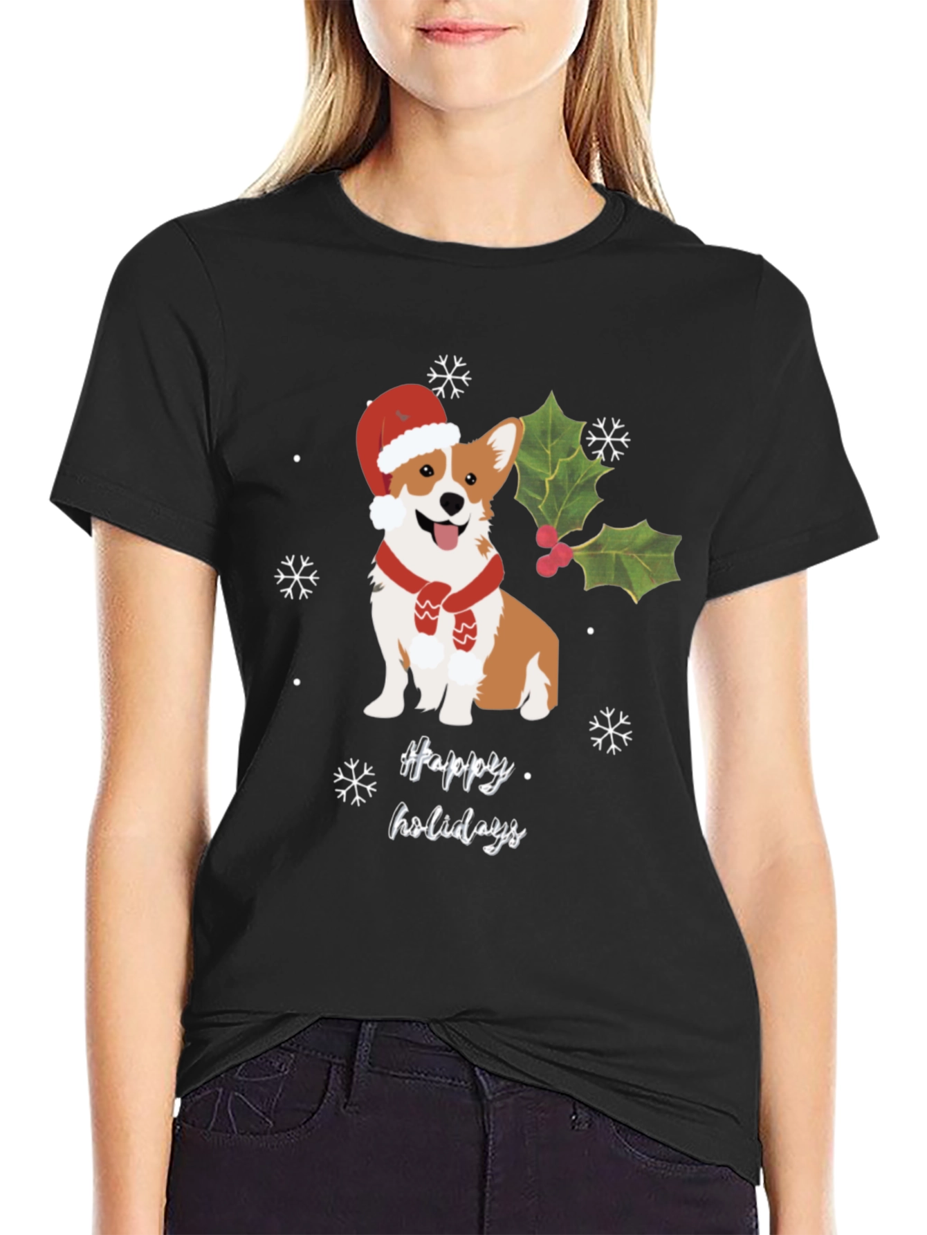 Festive Corgi Happy Holidays T-Shirt
