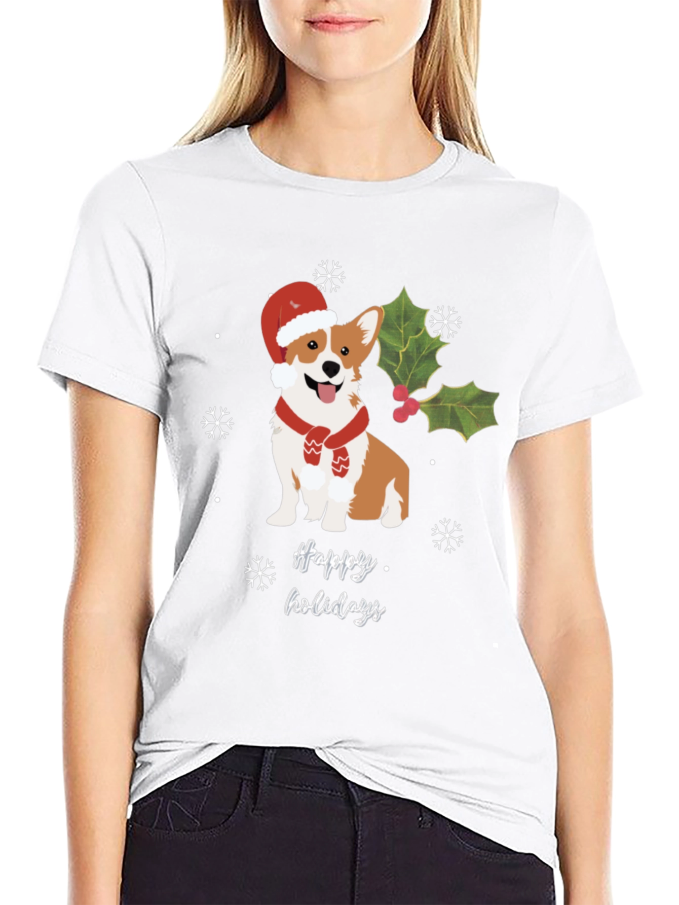 Festive Corgi Happy Holidays T-Shirt