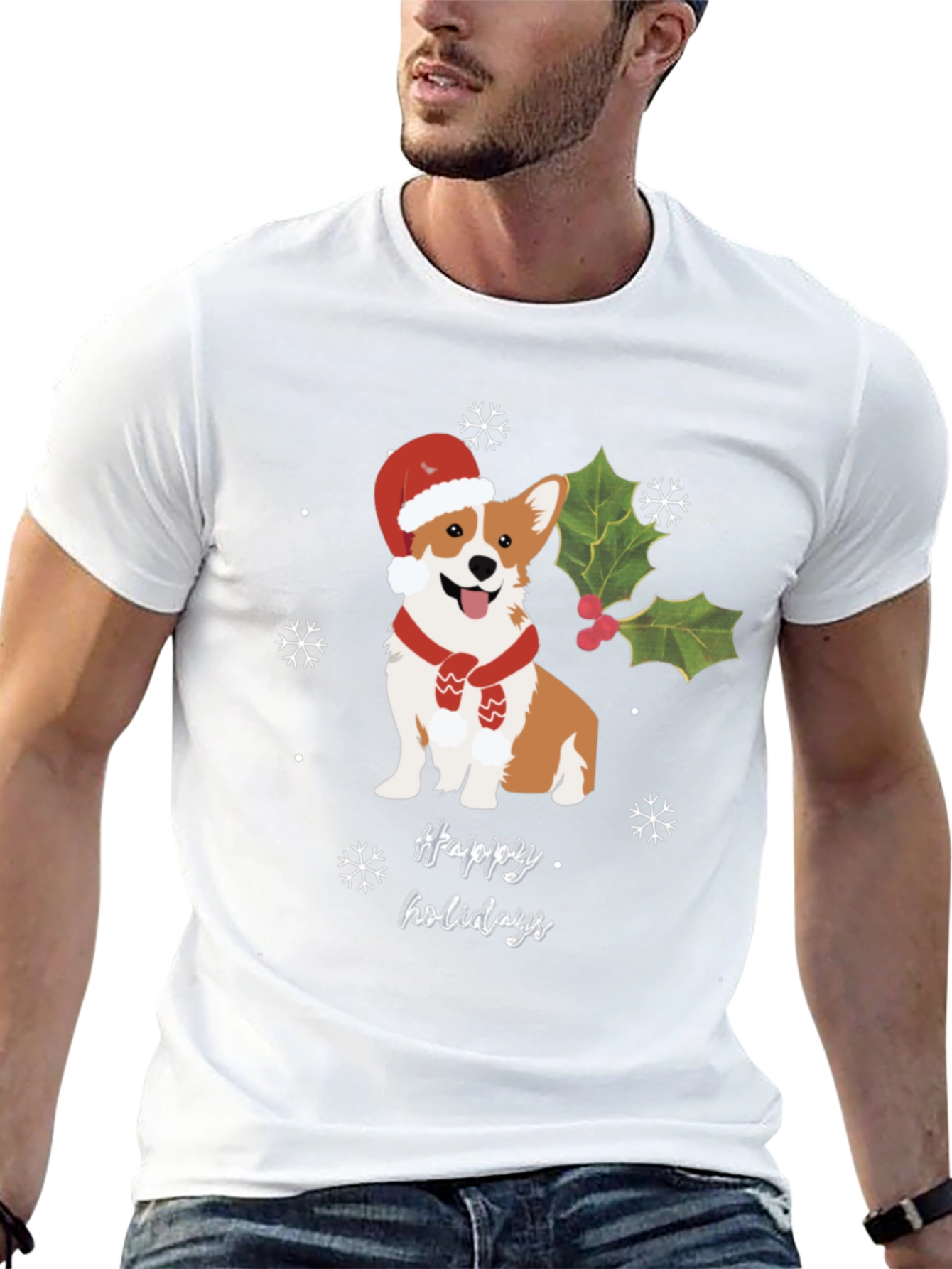 Festive Corgi Happy Holidays T-Shirt