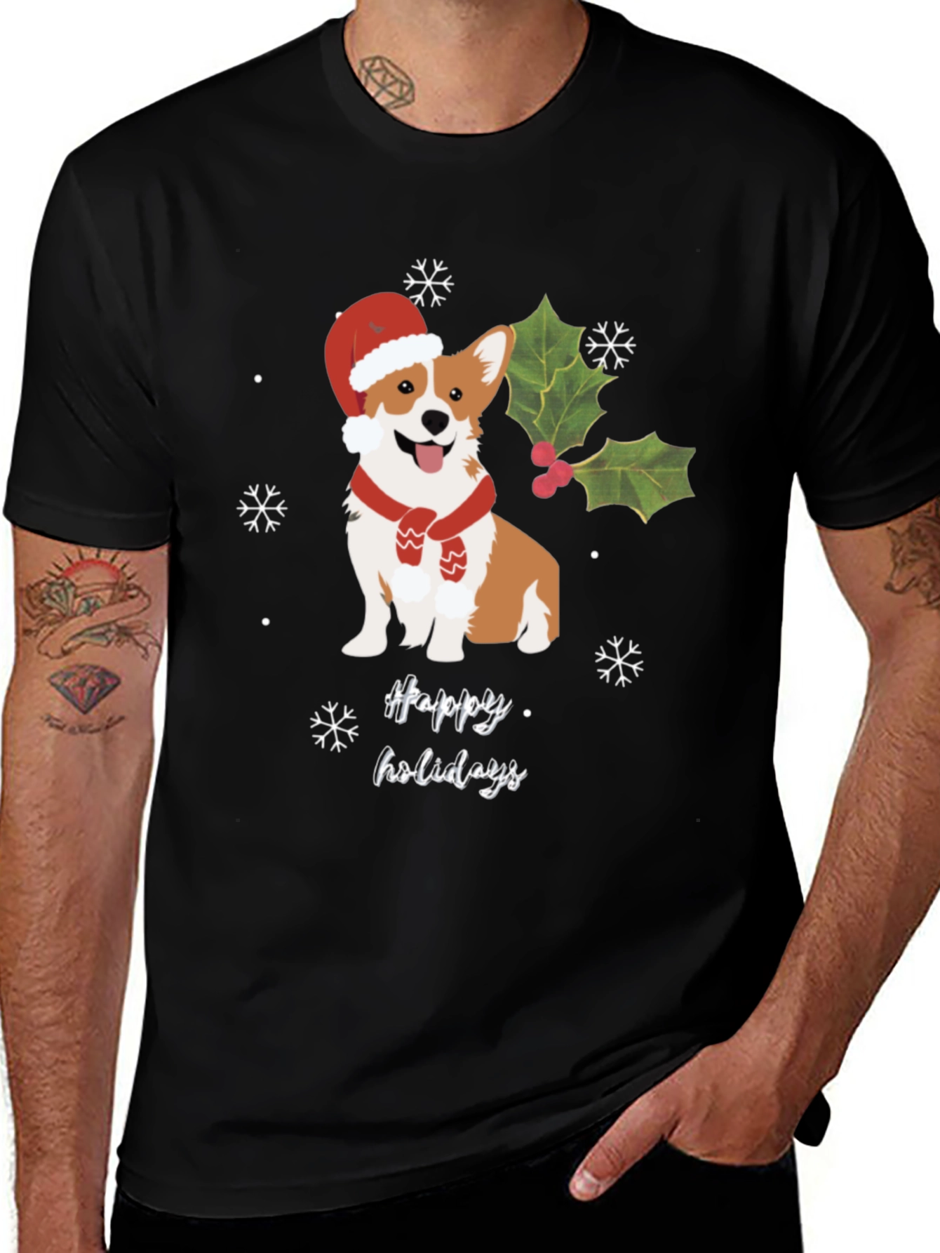 Festive Corgi Happy Holidays T-Shirt