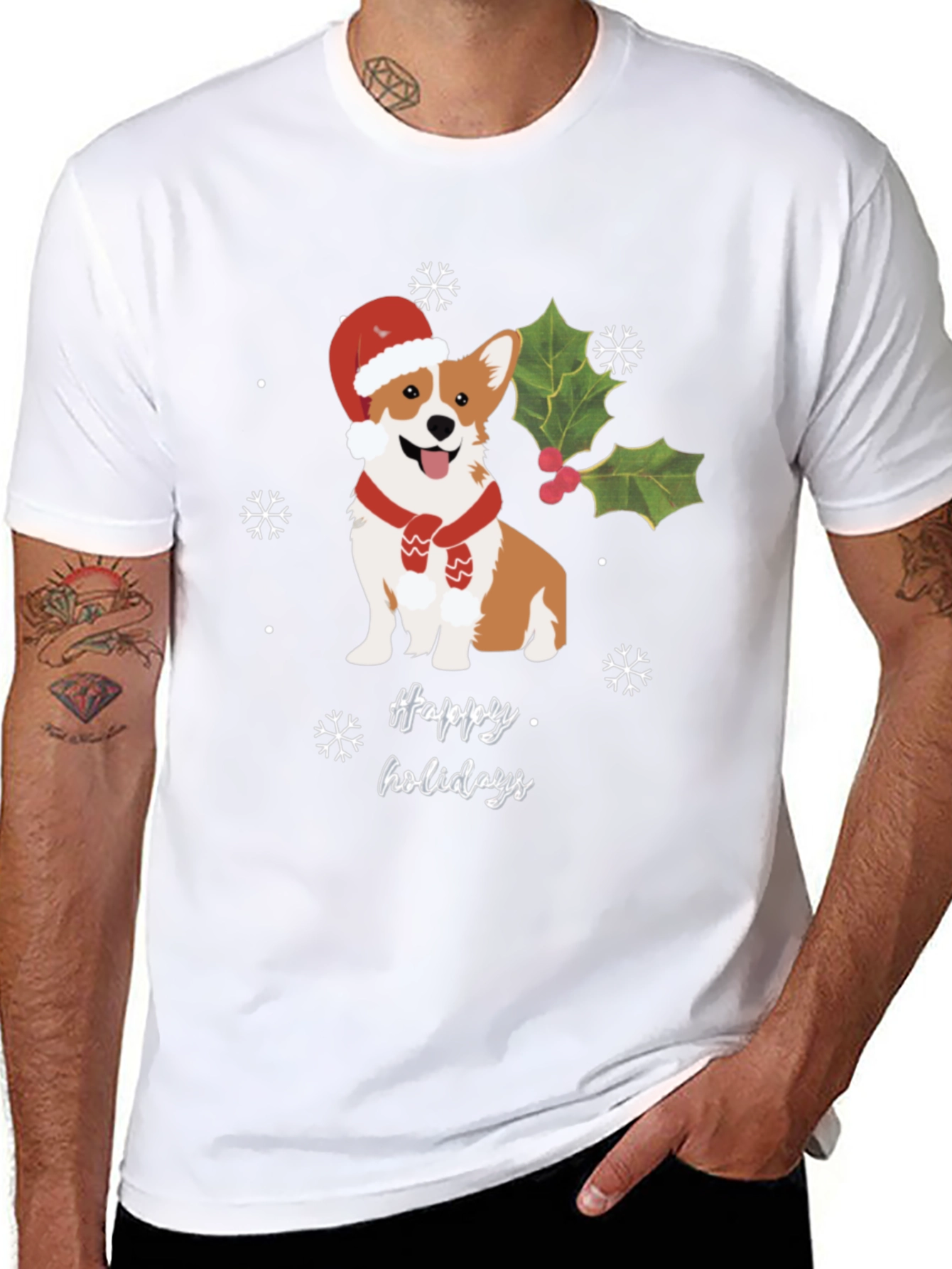 Festive Corgi Happy Holidays T-Shirt