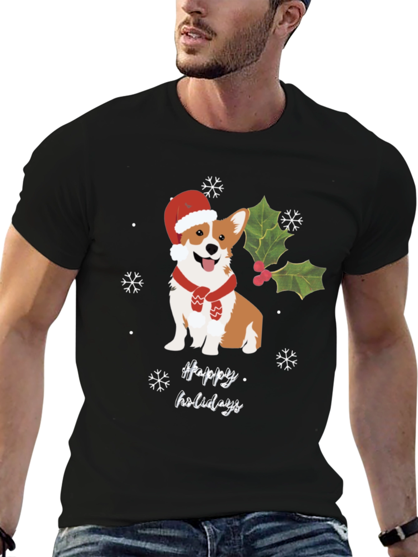 Festive Corgi Happy Holidays T-Shirt