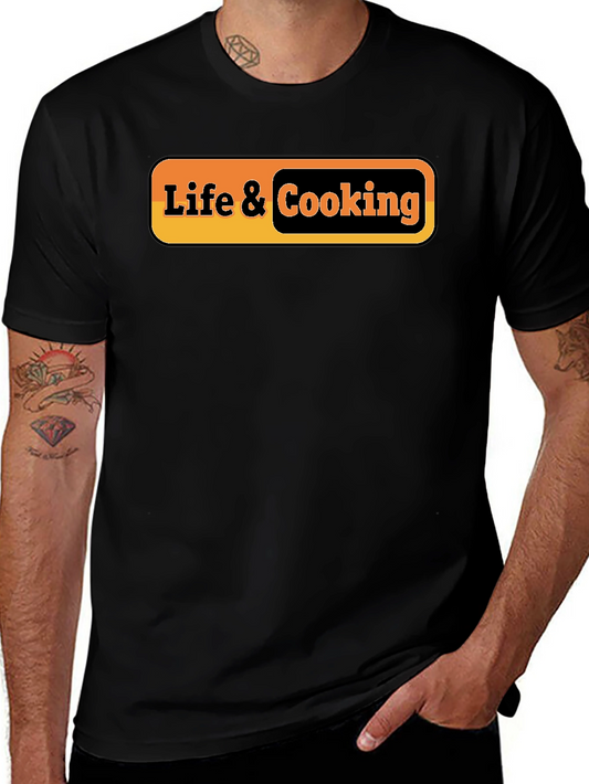 Life & Cooking Graphic Tee - Stylish Black T-Shirt