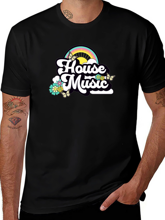 House Music Rainbow Tee - Retro Style