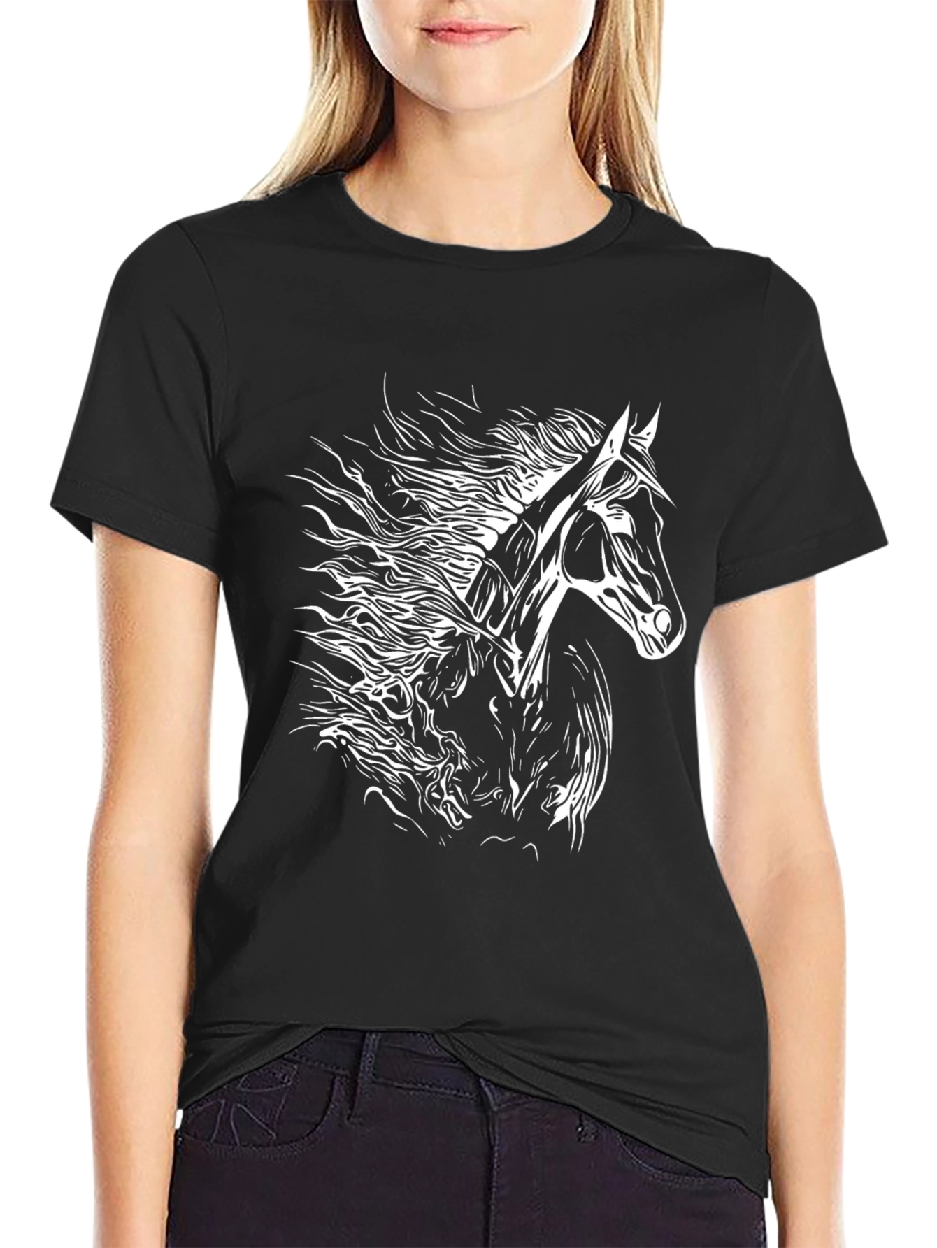 Horse Graphic T-Shirt - Black Cotton Tee