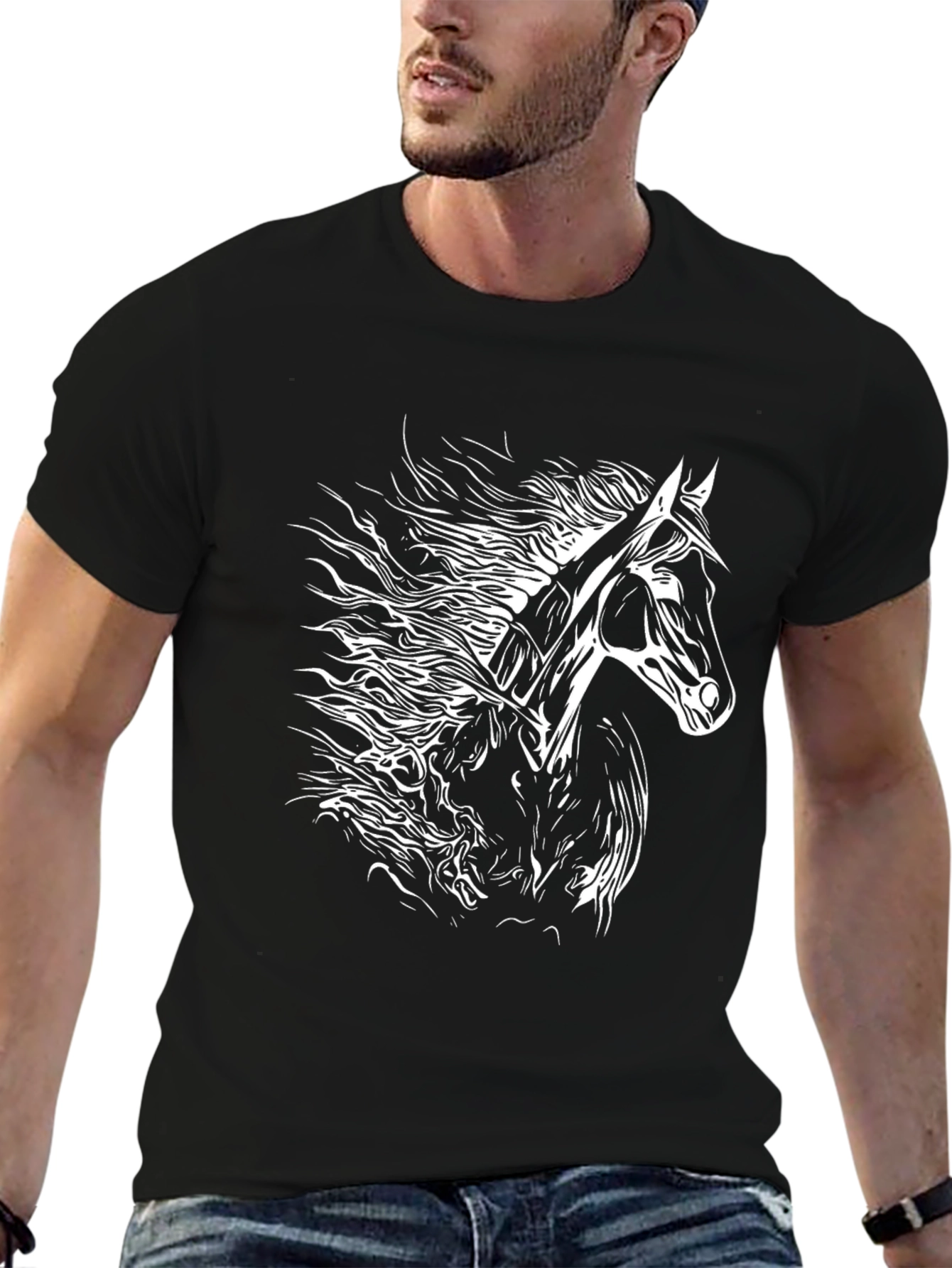 Horse Graphic T-Shirt - Black Cotton Tee
