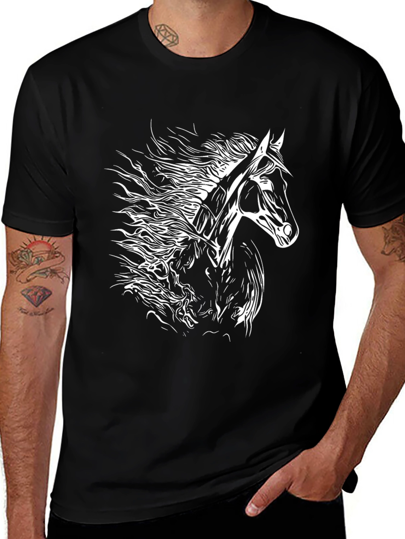 Horse Graphic T-Shirt - Black Cotton Tee