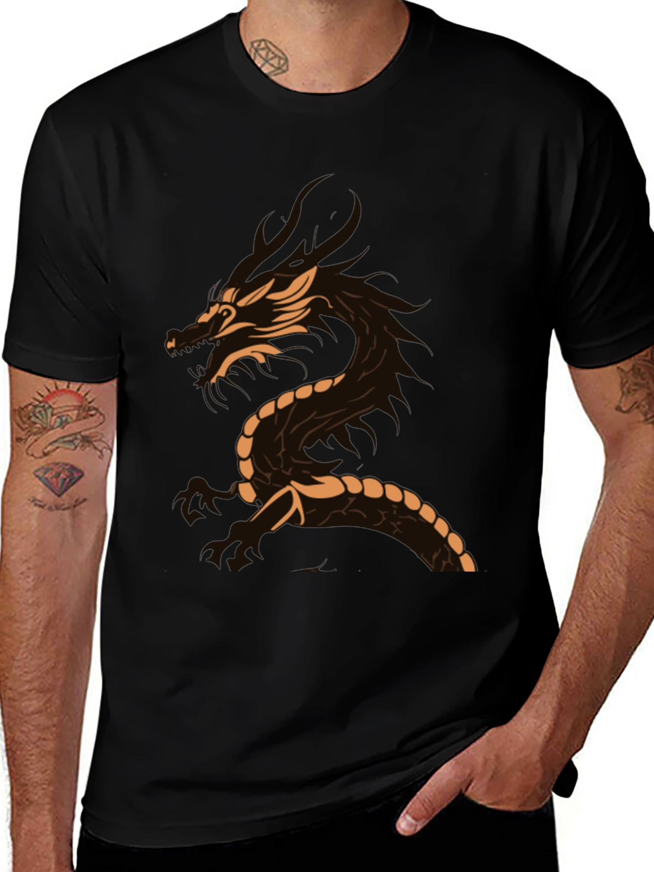 Dragon Graphic Tee - Black Casual T-Shirt