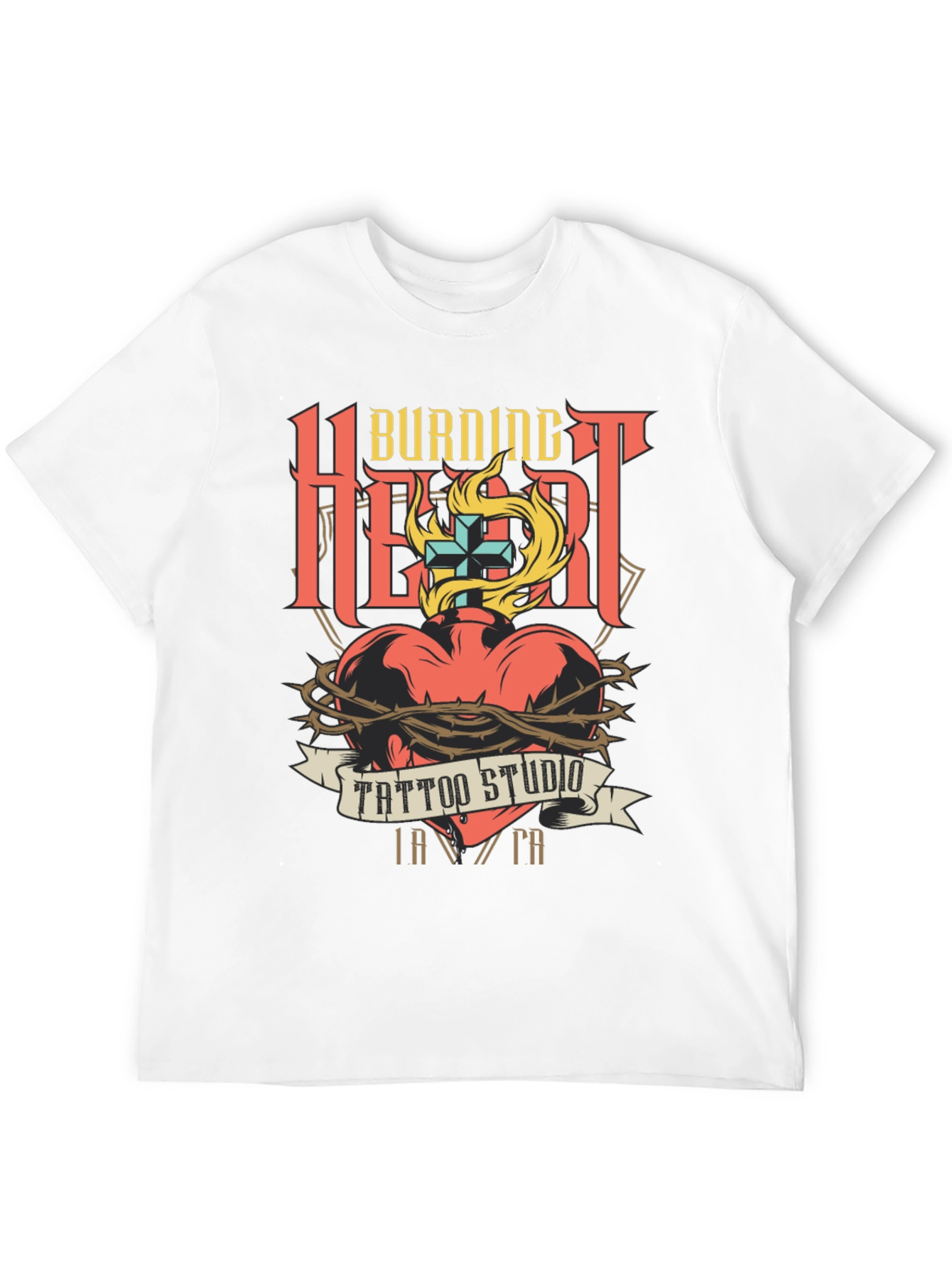 Burning Heart Tattoo Studio Black T-Shirt