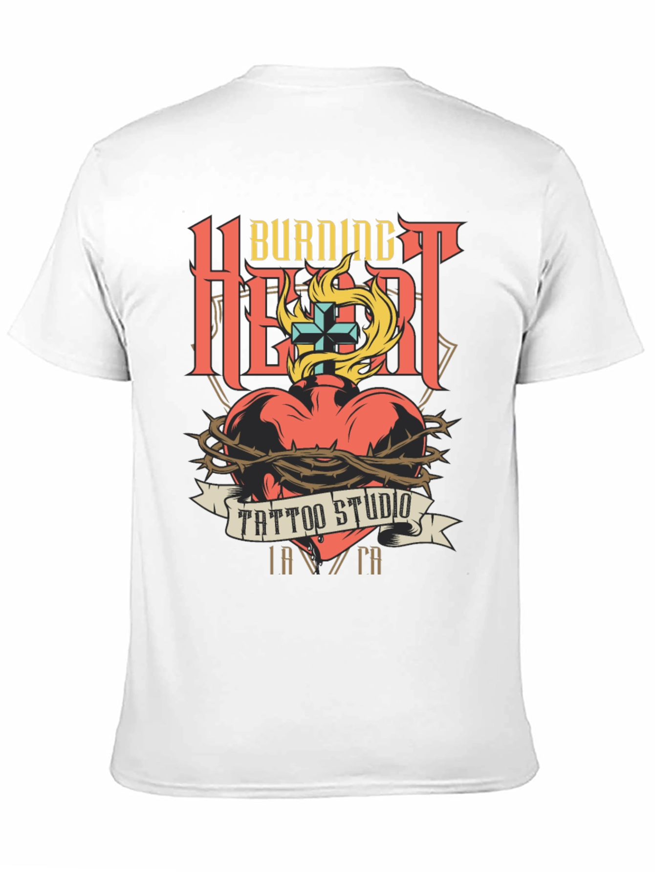 Burning Heart Tattoo Studio Black T-Shirt