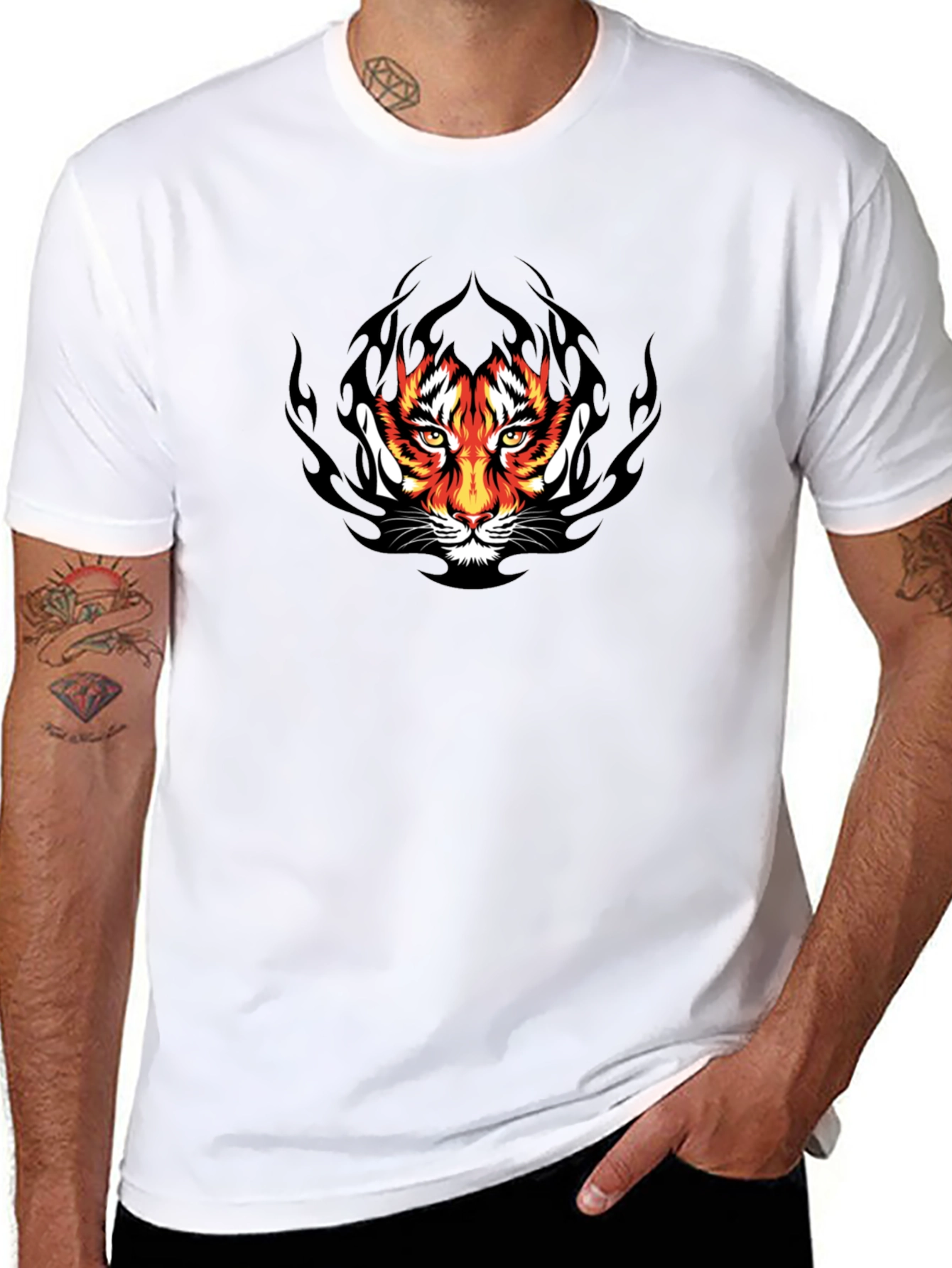 Tiger Face Graphic Black T-Shirt