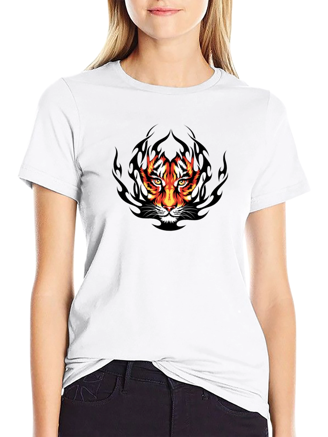 Tiger Face Graphic Black T-Shirt