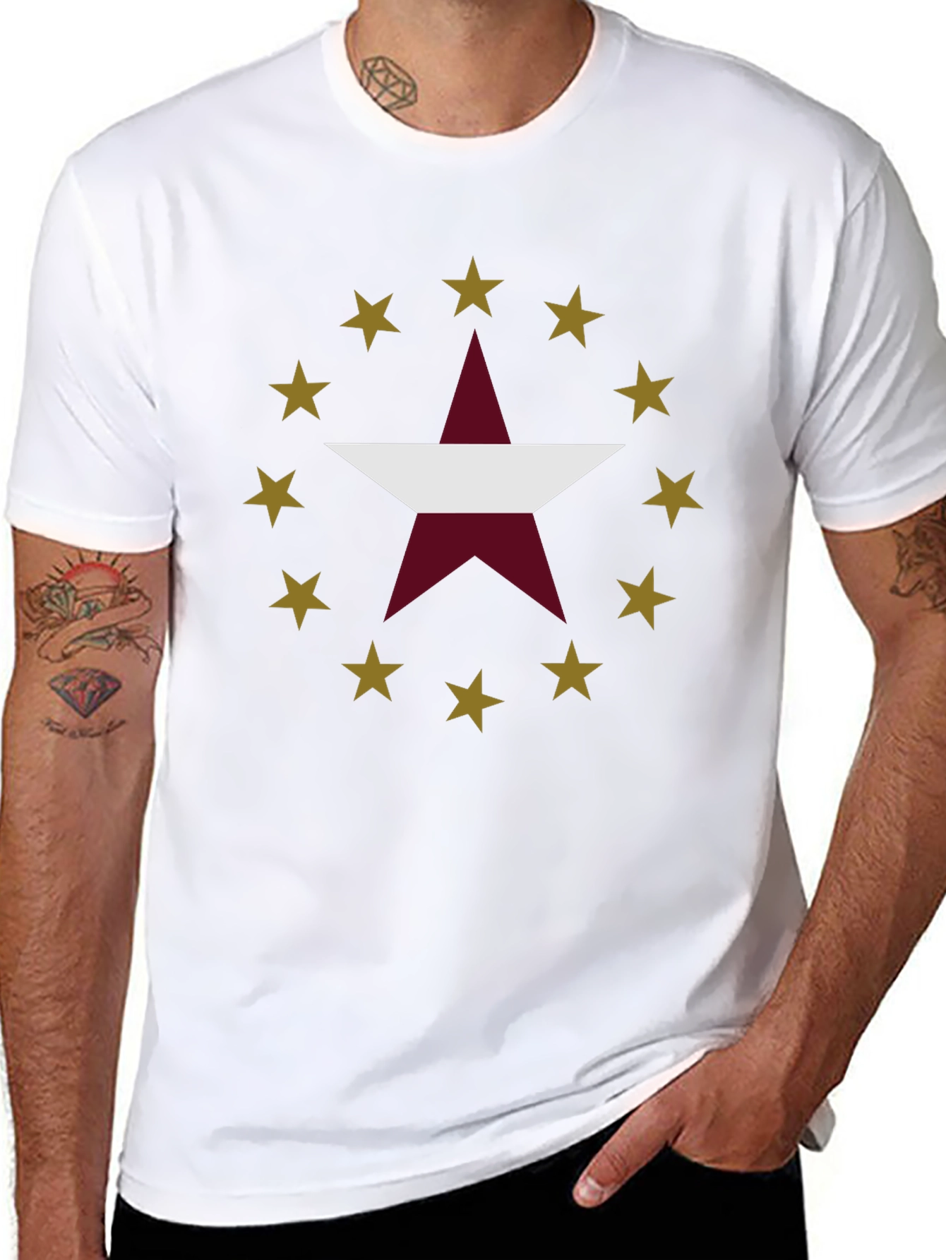 Star Design Black T-Shirt