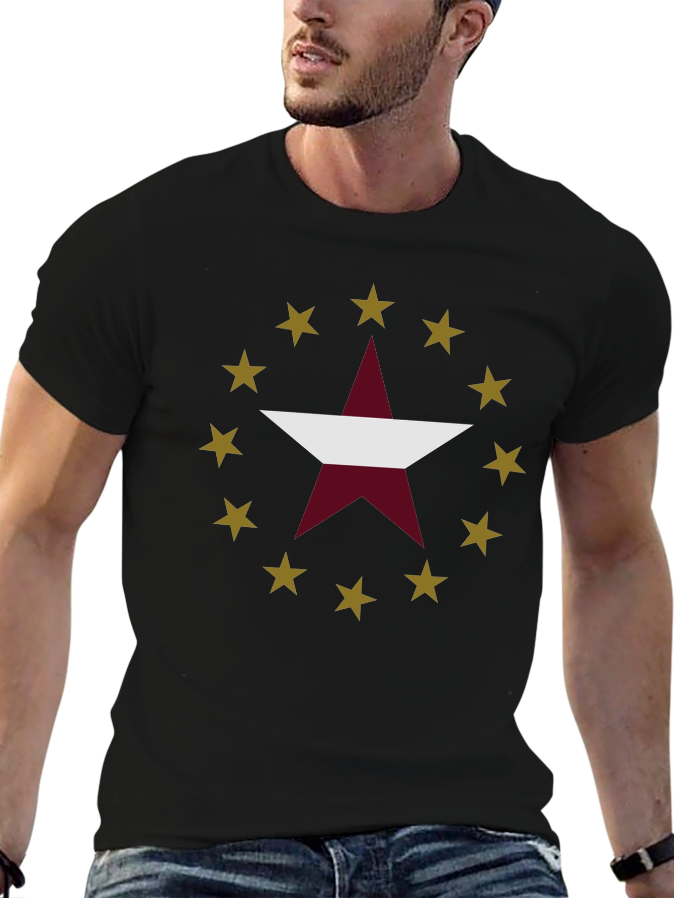 Star Design Black T-Shirt