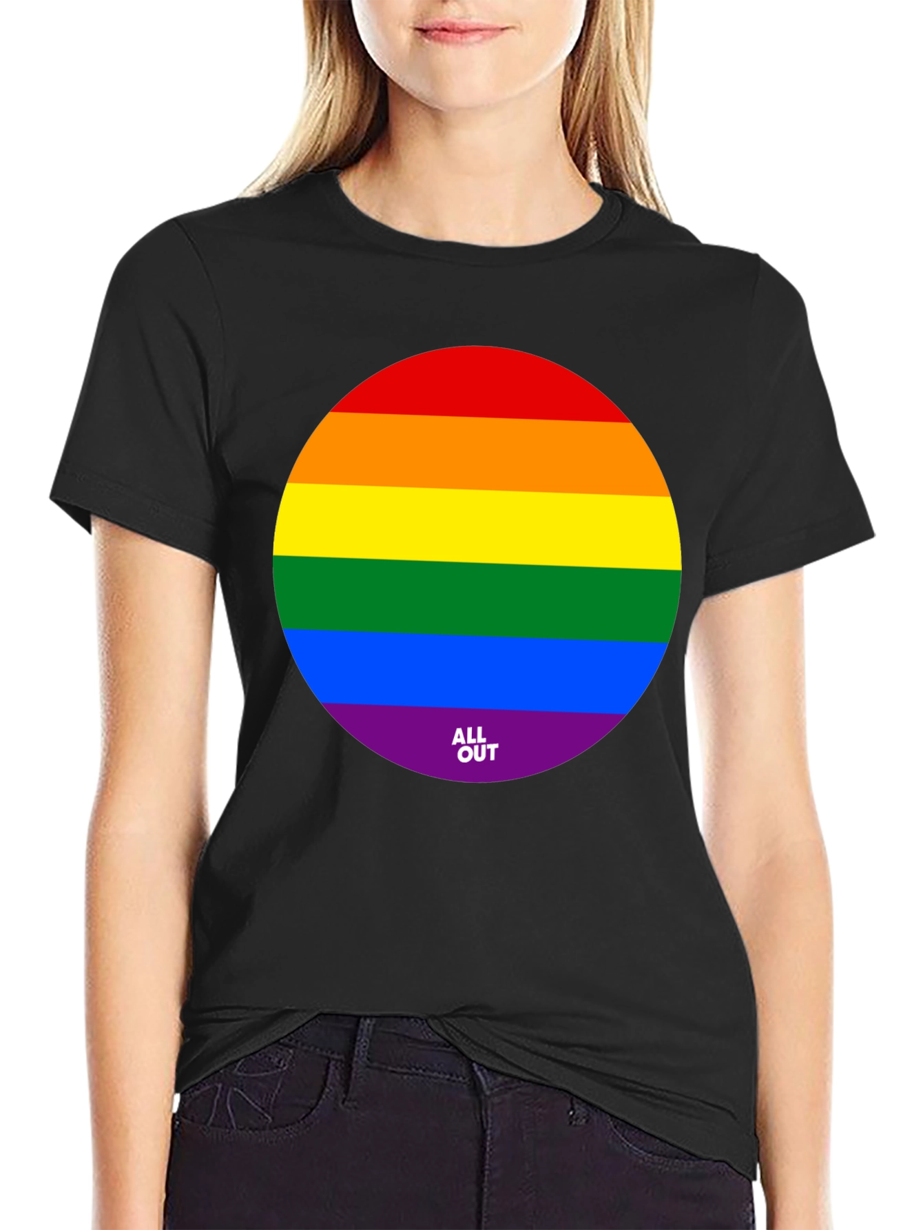 Pride Rainbow Circle Graphic Tee - Black