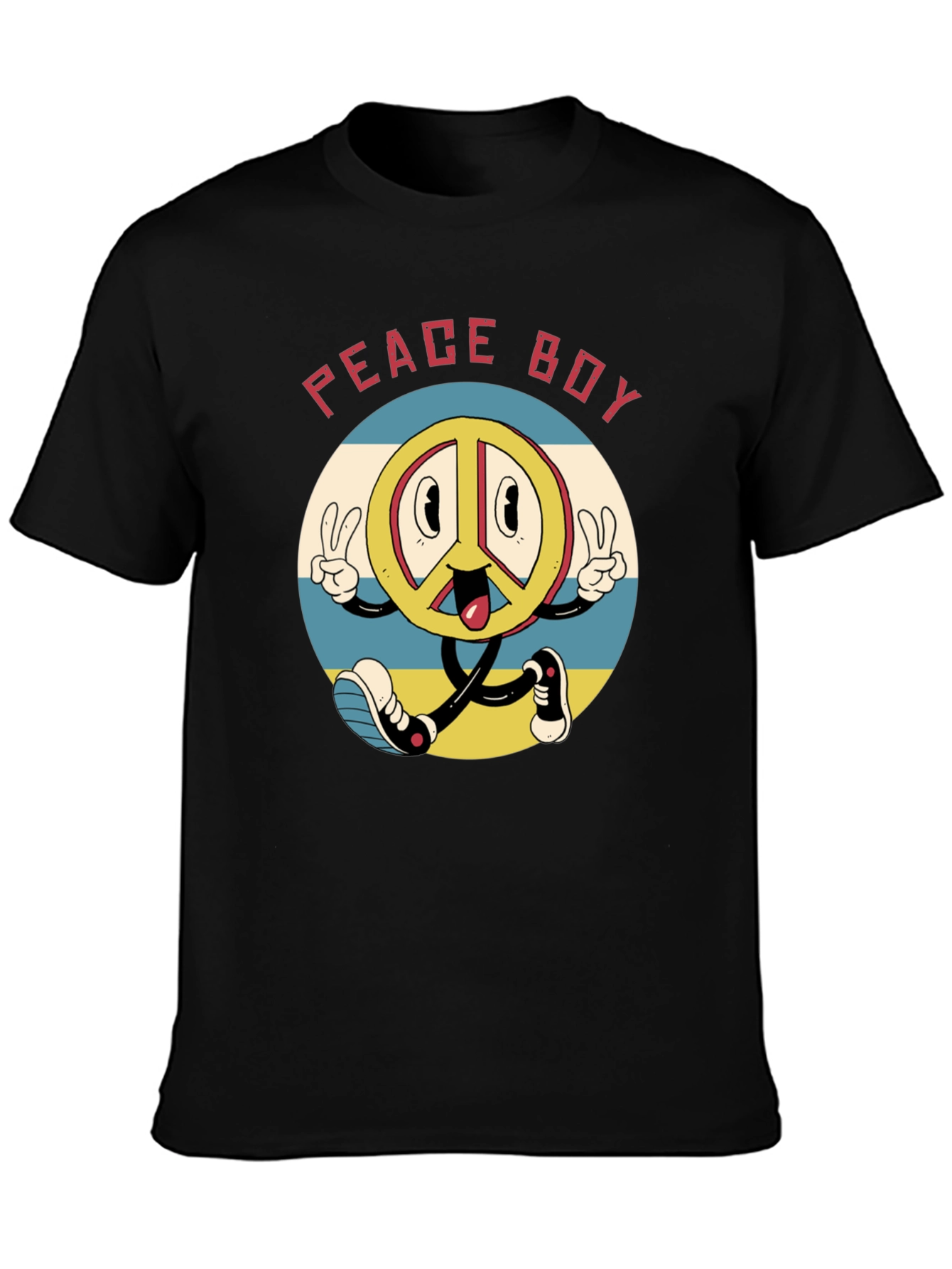 Peace Boy Graphic Tee - Retro Cartoon Style