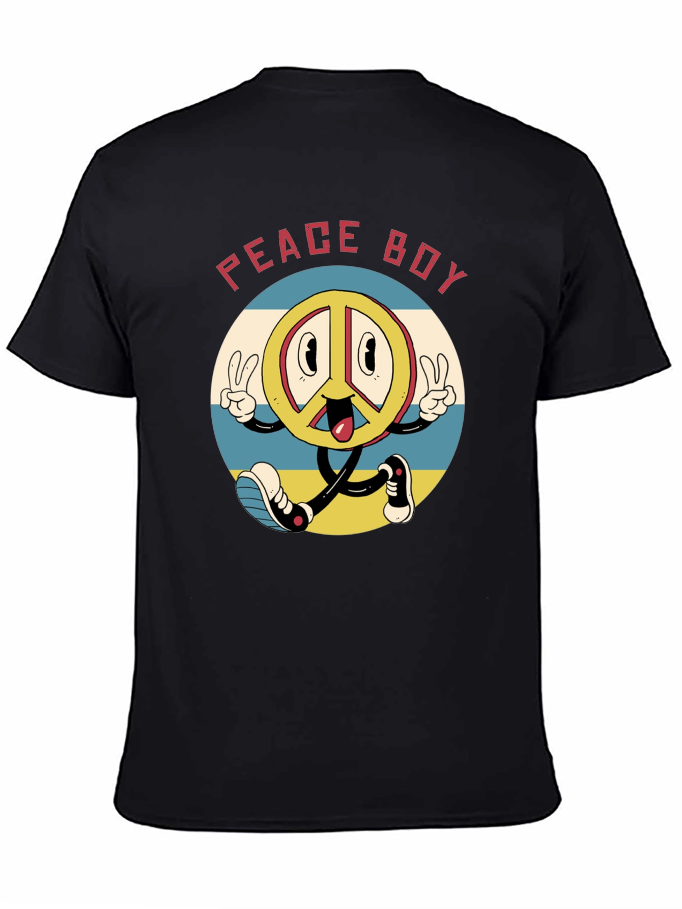 Peace Boy Graphic Tee - Retro Cartoon Style
