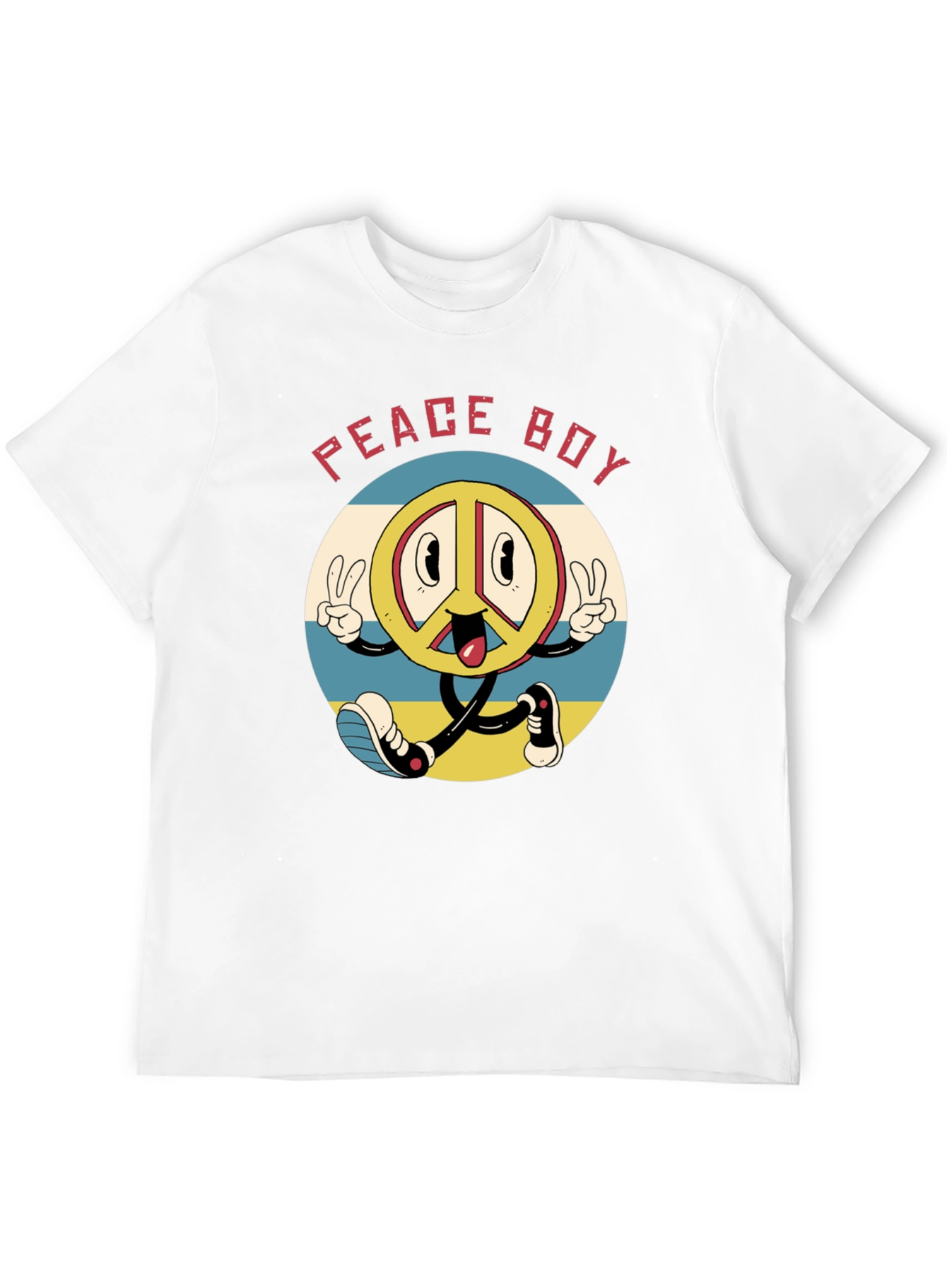 Peace Boy Graphic Tee - Retro Cartoon Style