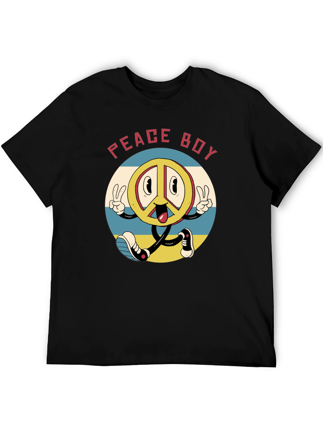 Peace Boy Graphic Tee - Retro Cartoon Style