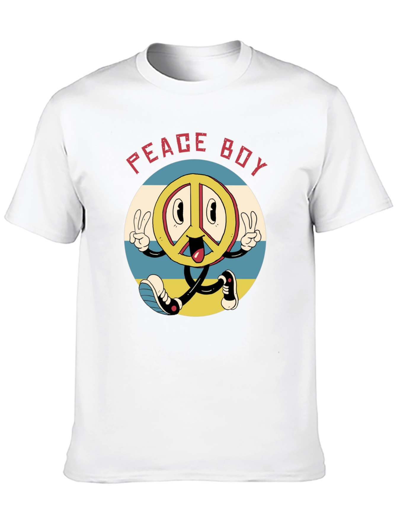Peace Boy Graphic Tee - Retro Cartoon Style