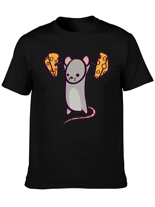 Funny Mouse Lifting Cheese Barbell T-Shirt